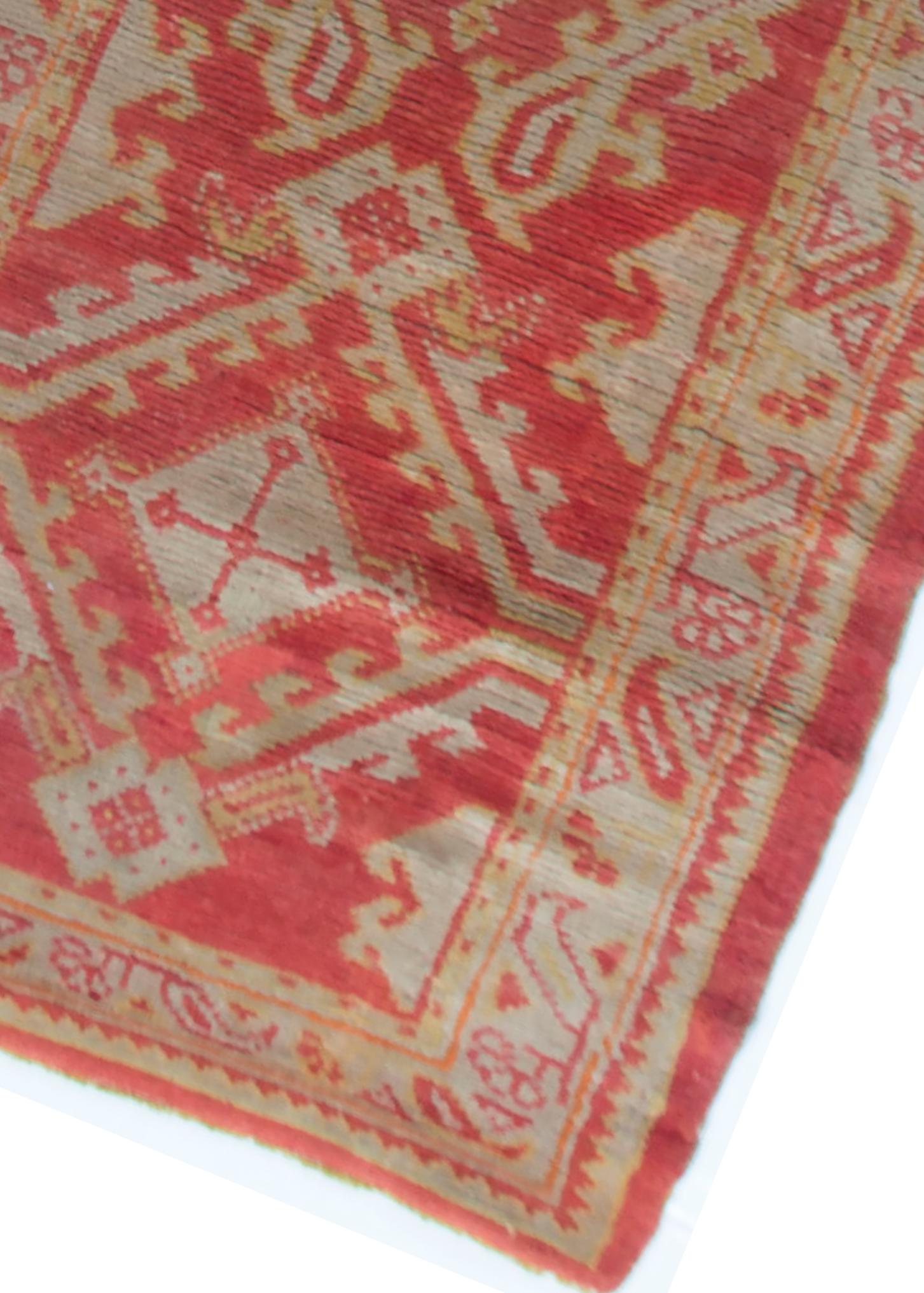 Antike CIRCA 1900 Rot Türkisch Oushak Läufer, 2'11 x 12' (Wolle) im Angebot