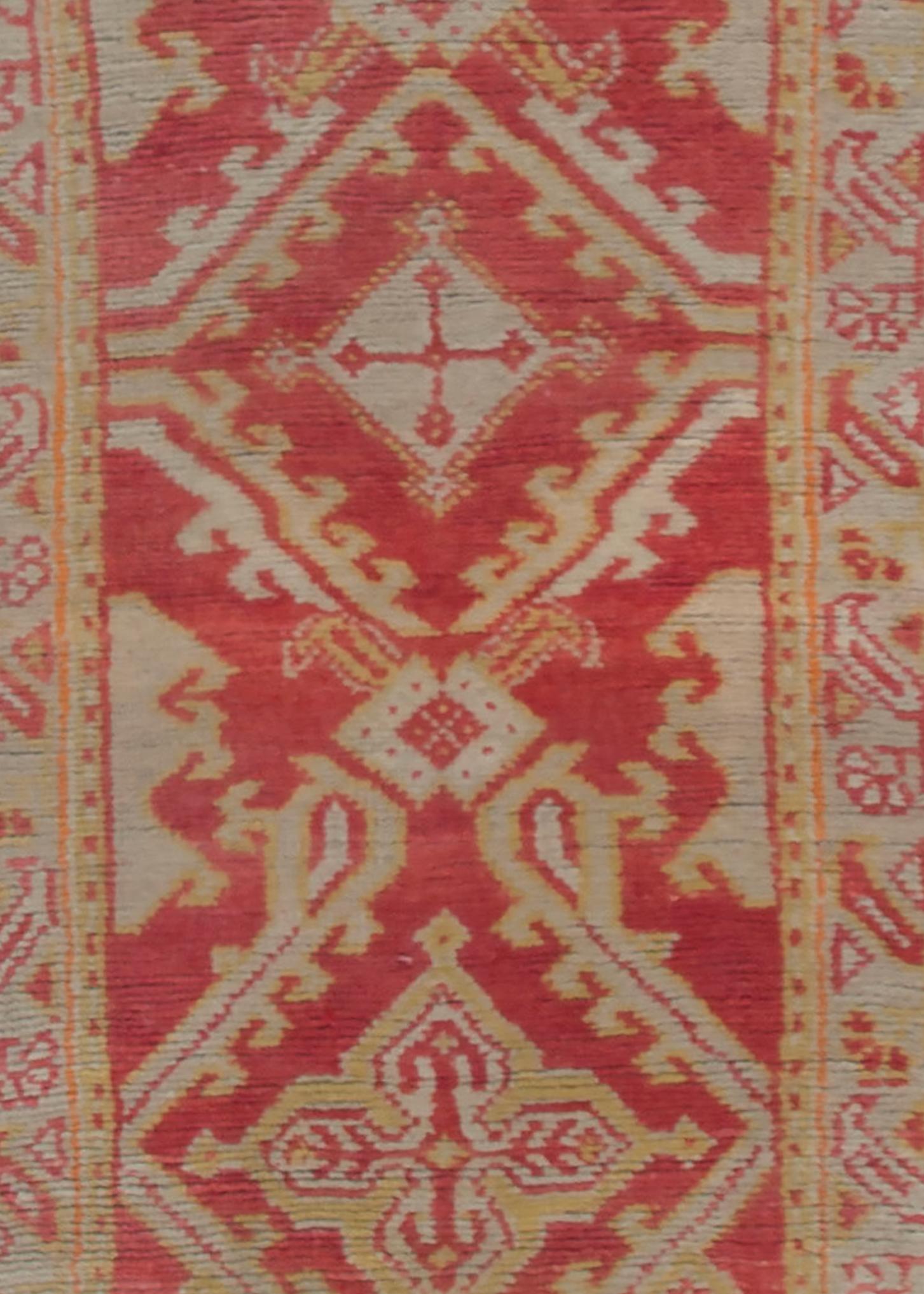 Antike CIRCA 1900 Rot Türkisch Oushak Läufer, 2'11 x 12' im Angebot 2