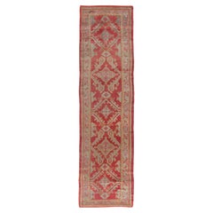 Antike CIRCA 1900 Rot Türkisch Oushak Läufer, 2'11 x 12'
