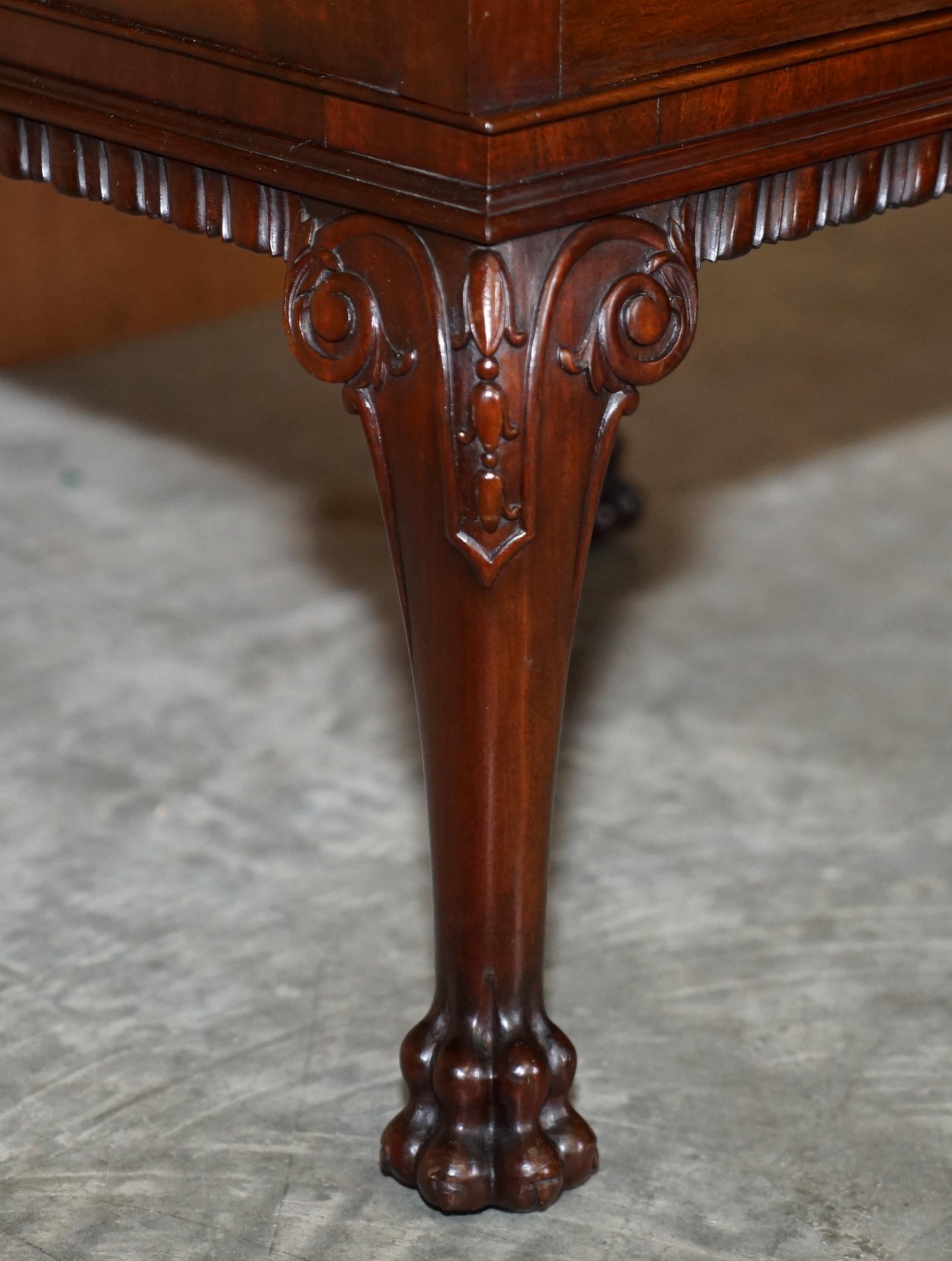 Hardwood Antique circa 1900 Side End Table Lion Hair Paw Carved Feet Part of Large Suite For Sale