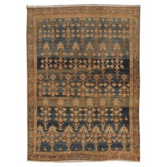Antique Circa 1900 Slightly Distressed Persian Blue Malayer Rug 4' x 5'5