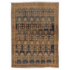 Antique Circa 1900 Slightly Distressed Persian Blue Malayer Rug 4' x 5'5