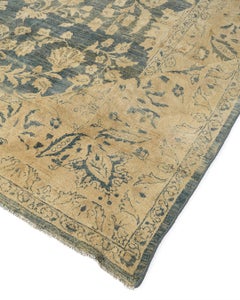 Antique Persian Sarouk Rug, 11' x 20'9 Hand-Woven Wool, Aqua Blue, Iran, 1900