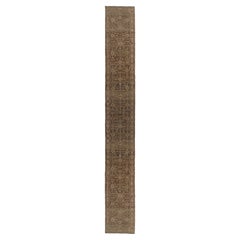 Antiguo Circa 1900 Taupe Subyugado Persa Malayer Hand Knotted Runner 3'4 x 27'7