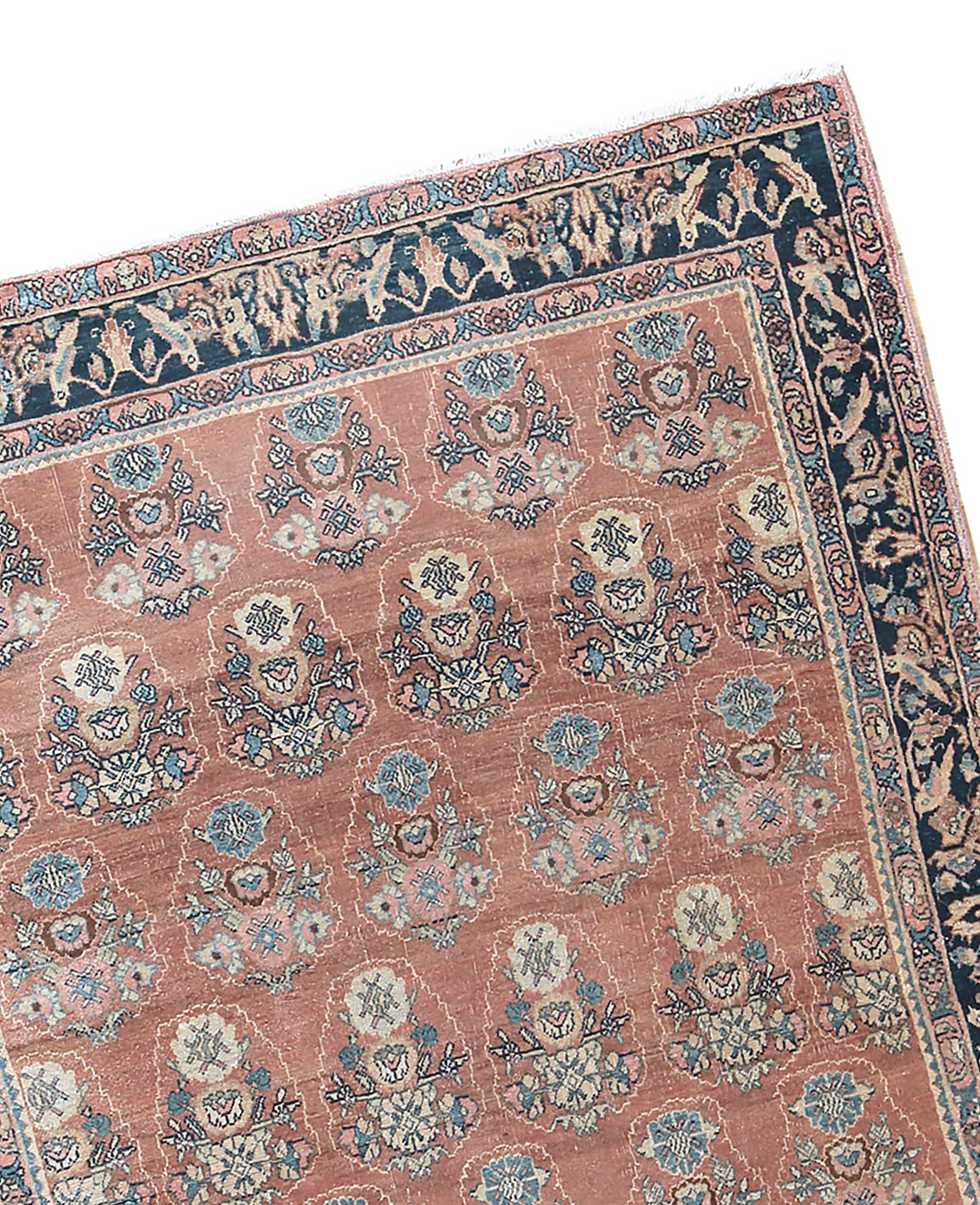 Antike CIRCA 1900 Terrakotta persischen Bidjar Teppich Teppich, 3'7 x 5'3 im Angebot 1