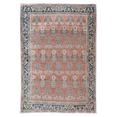 Antike CIRCA 1900 Terrakotta persischen Bidjar Teppich Teppich, 3
7 x 5
3