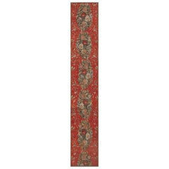 Antique Circa-1900 Tomato-Red Perching Birds and Flowering Vine Karabagh Runner