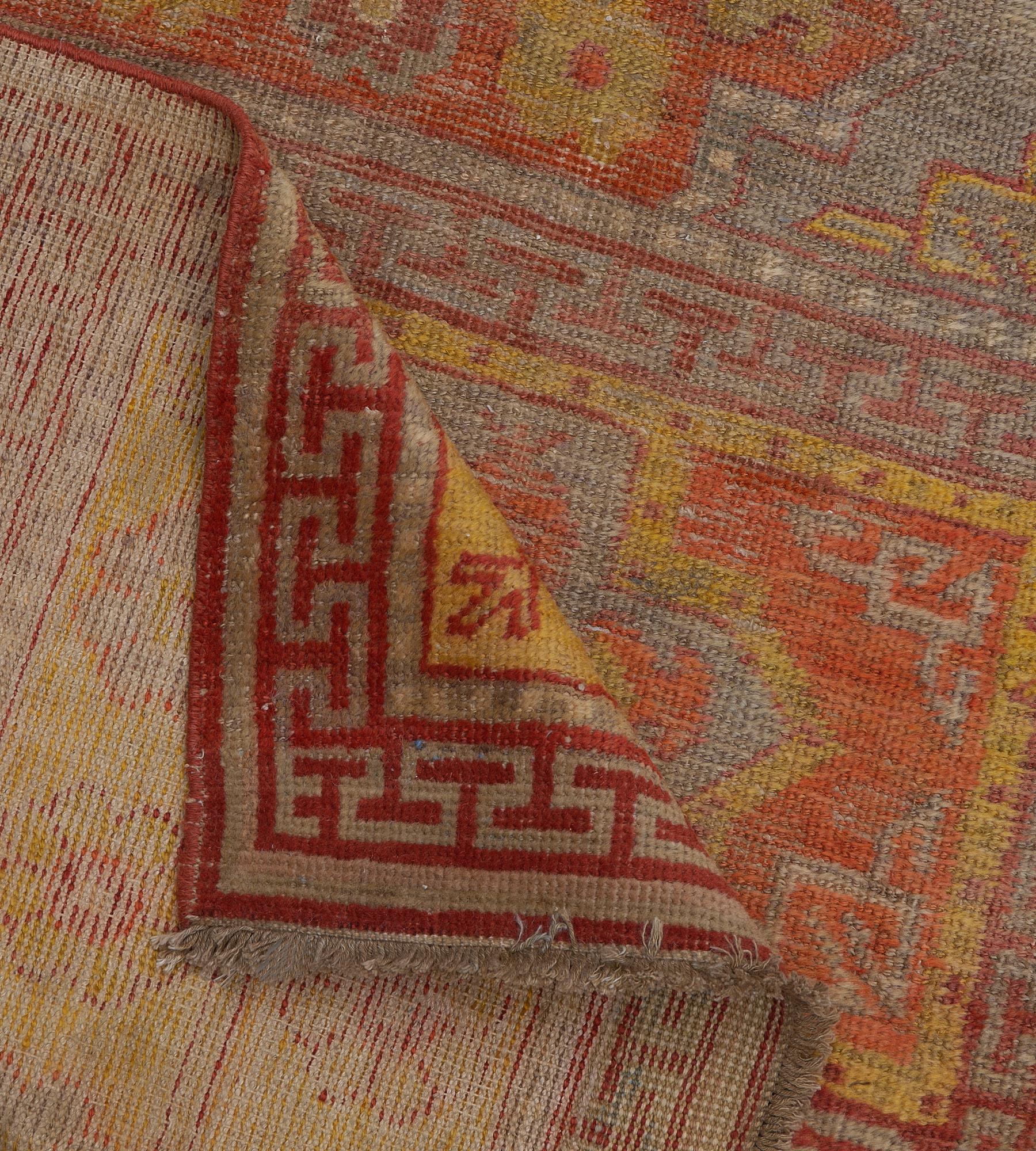Antico Runner Khotan a pannelli in lana rossa e gialla del 1800 circa in vendita 3