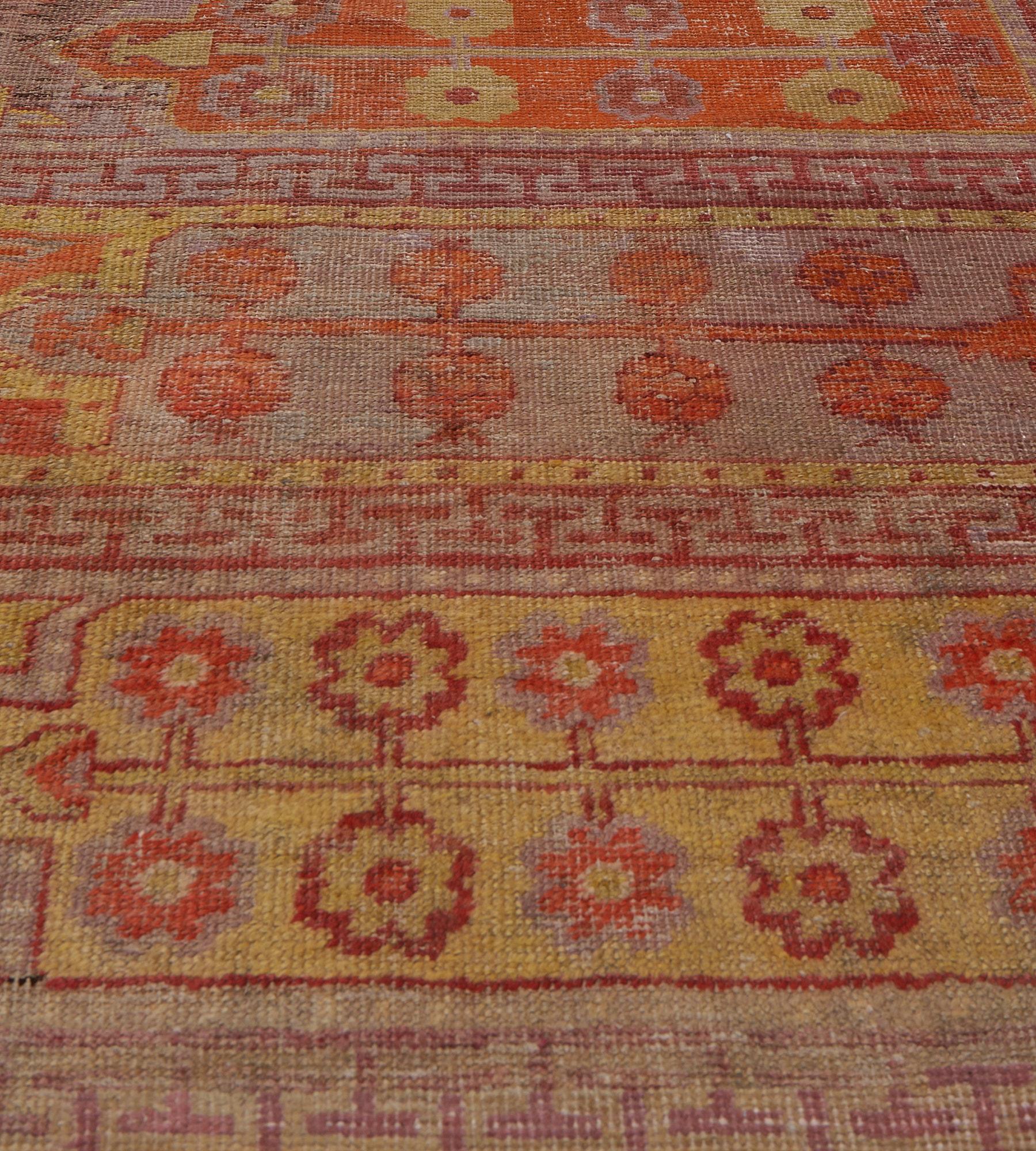 Lana Antico Runner Khotan a pannelli in lana rossa e gialla del 1800 circa in vendita