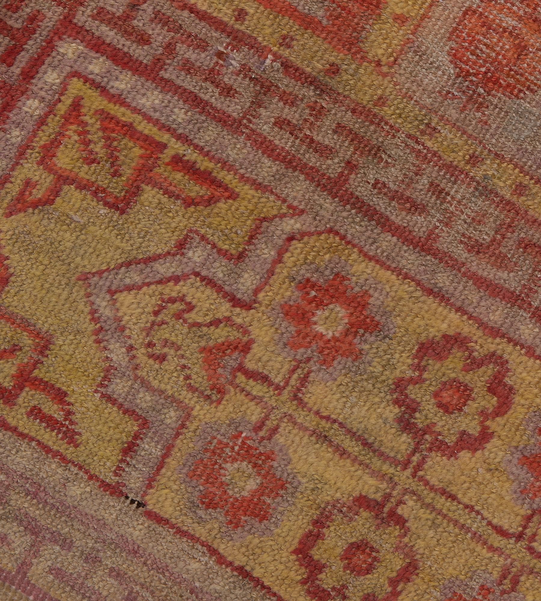 Antico Runner Khotan a pannelli in lana rossa e gialla del 1800 circa in vendita 1