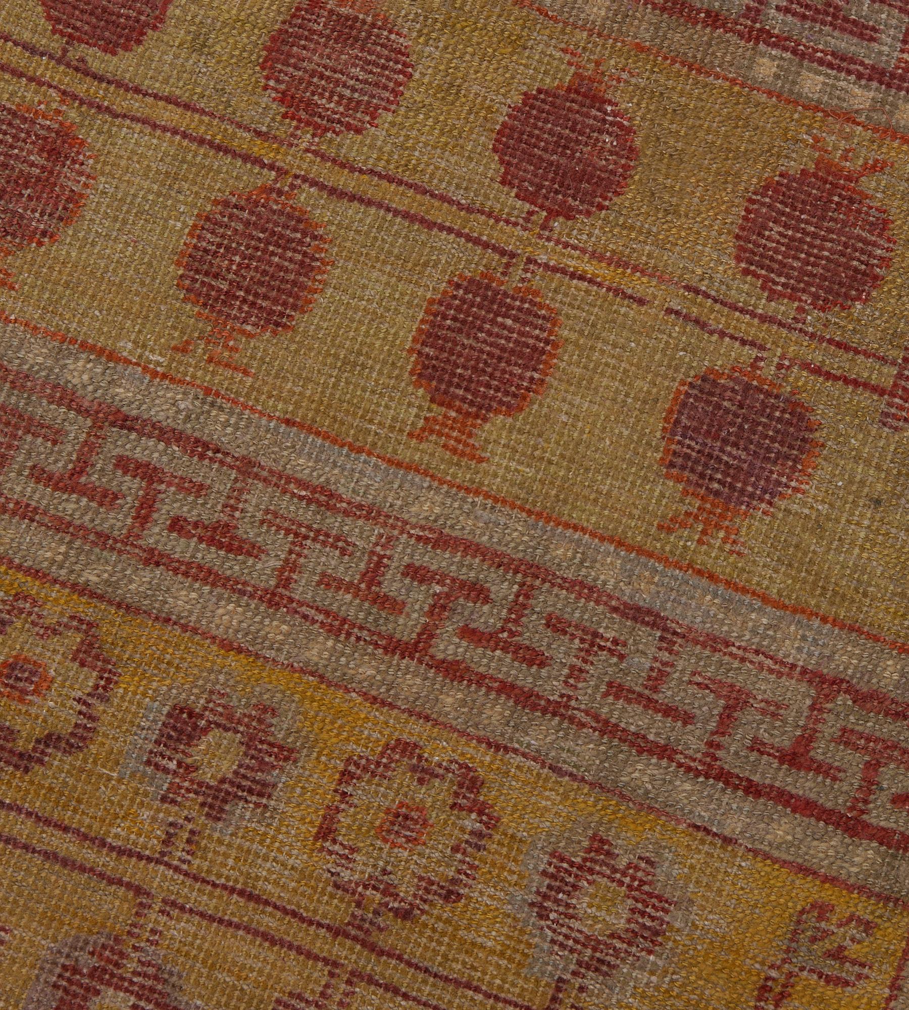 Antico Runner Khotan a pannelli in lana rossa e gialla del 1800 circa in vendita 2