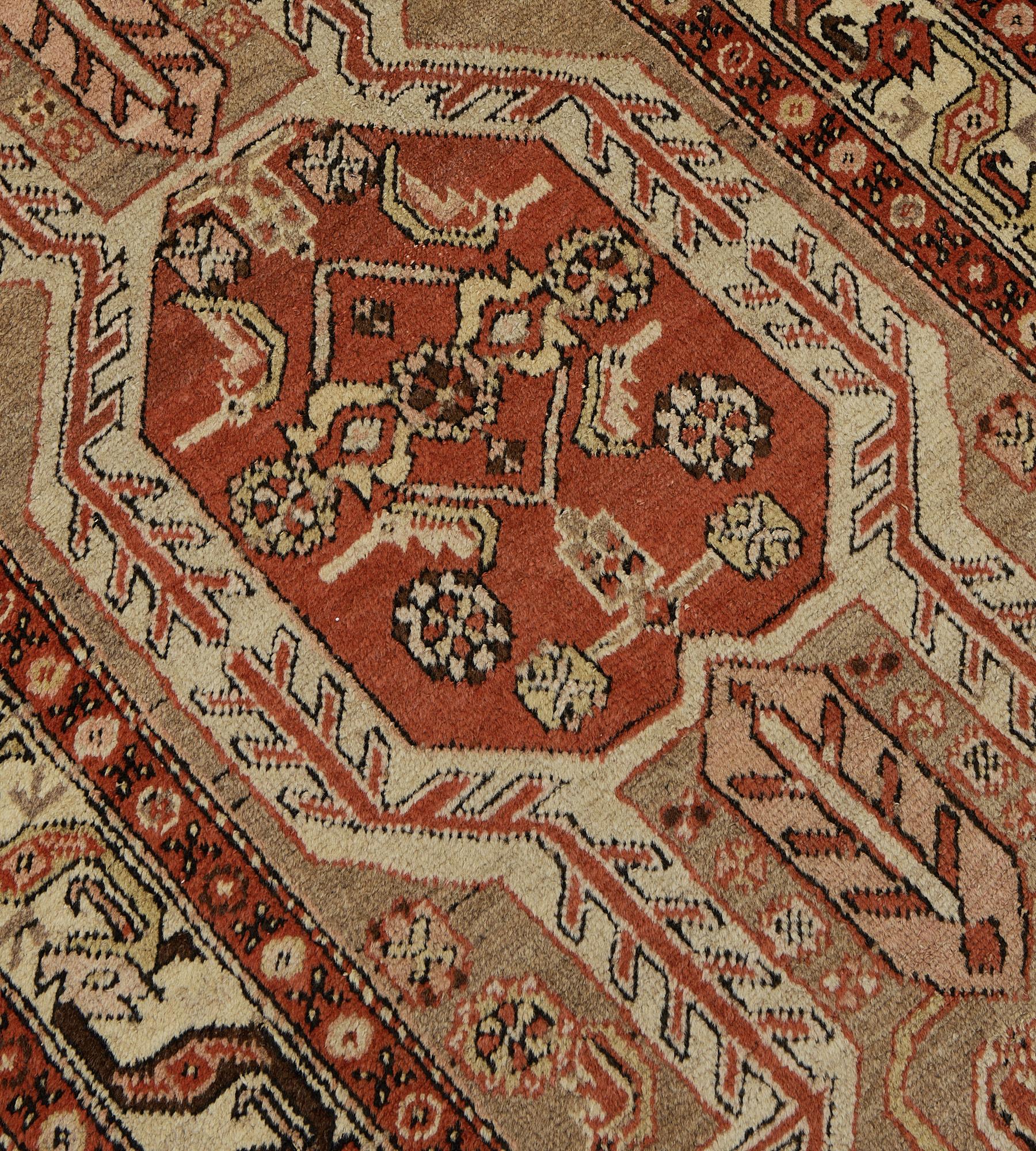 Hand-Knotted Antique Circa-1900 Traditional Wool Persian Heriz Runner For Sale