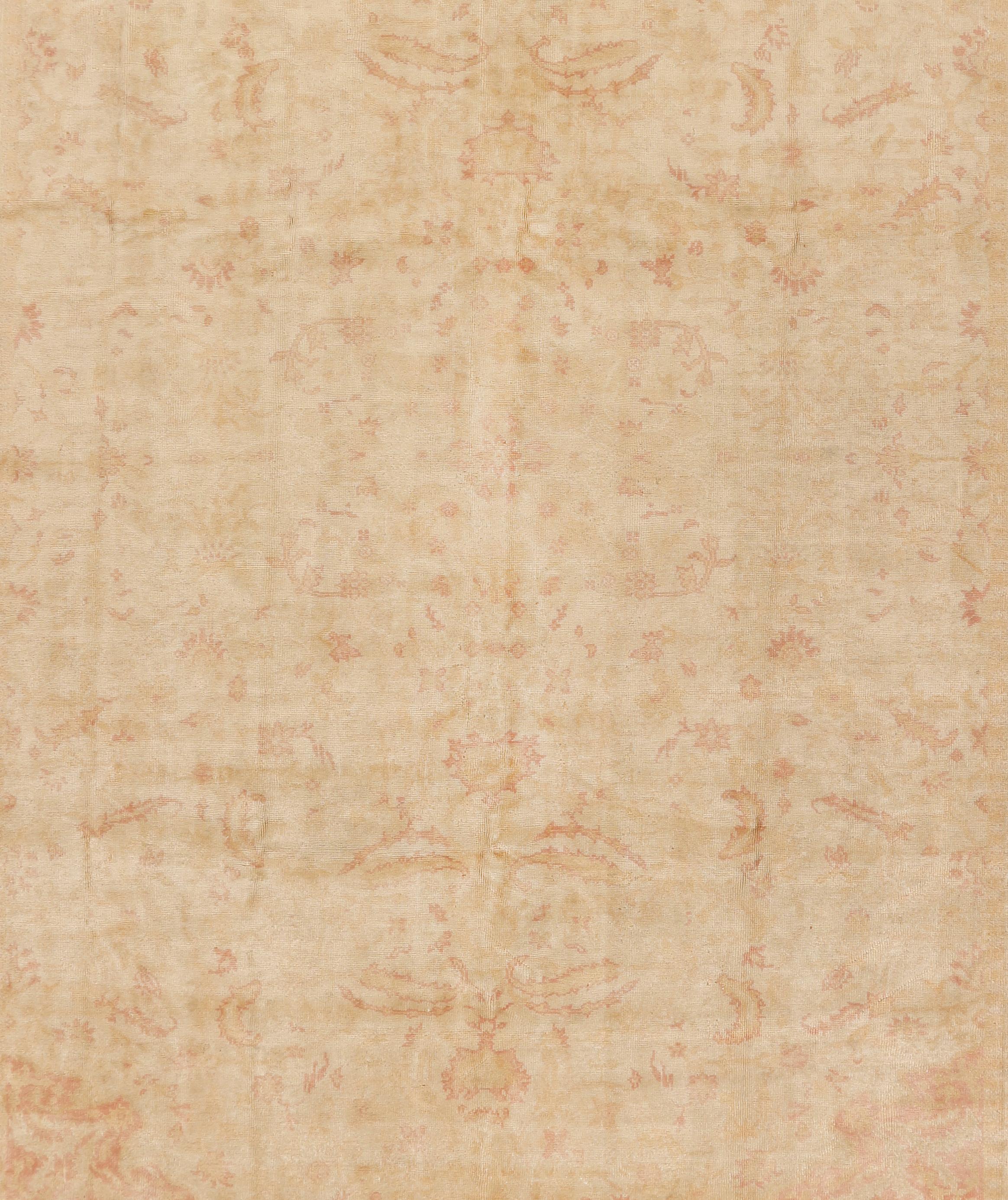 Hand-Woven Antique Circa 1900 Turkish Oushak Hand Knotted Wool Rug 9'4 x 12'9 For Sale
