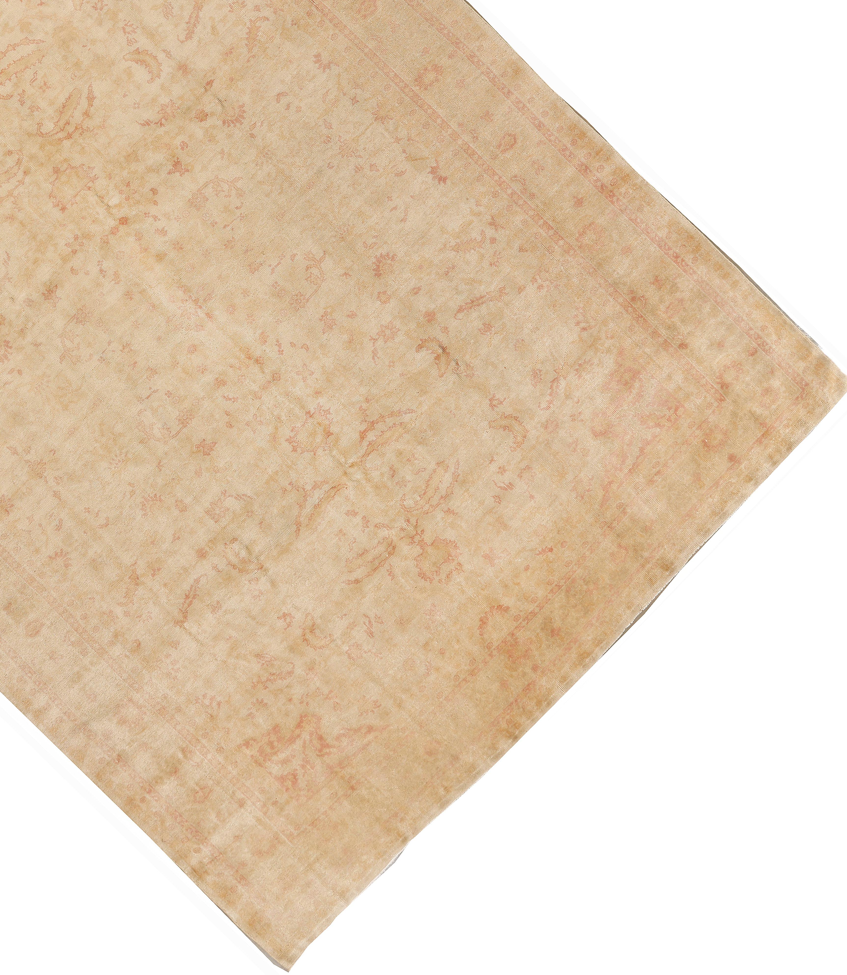 Antique Circa 1900 Turkish Oushak Hand Knotted Wool Rug 9'4 x 12'9 In Good Condition For Sale In New York, NY