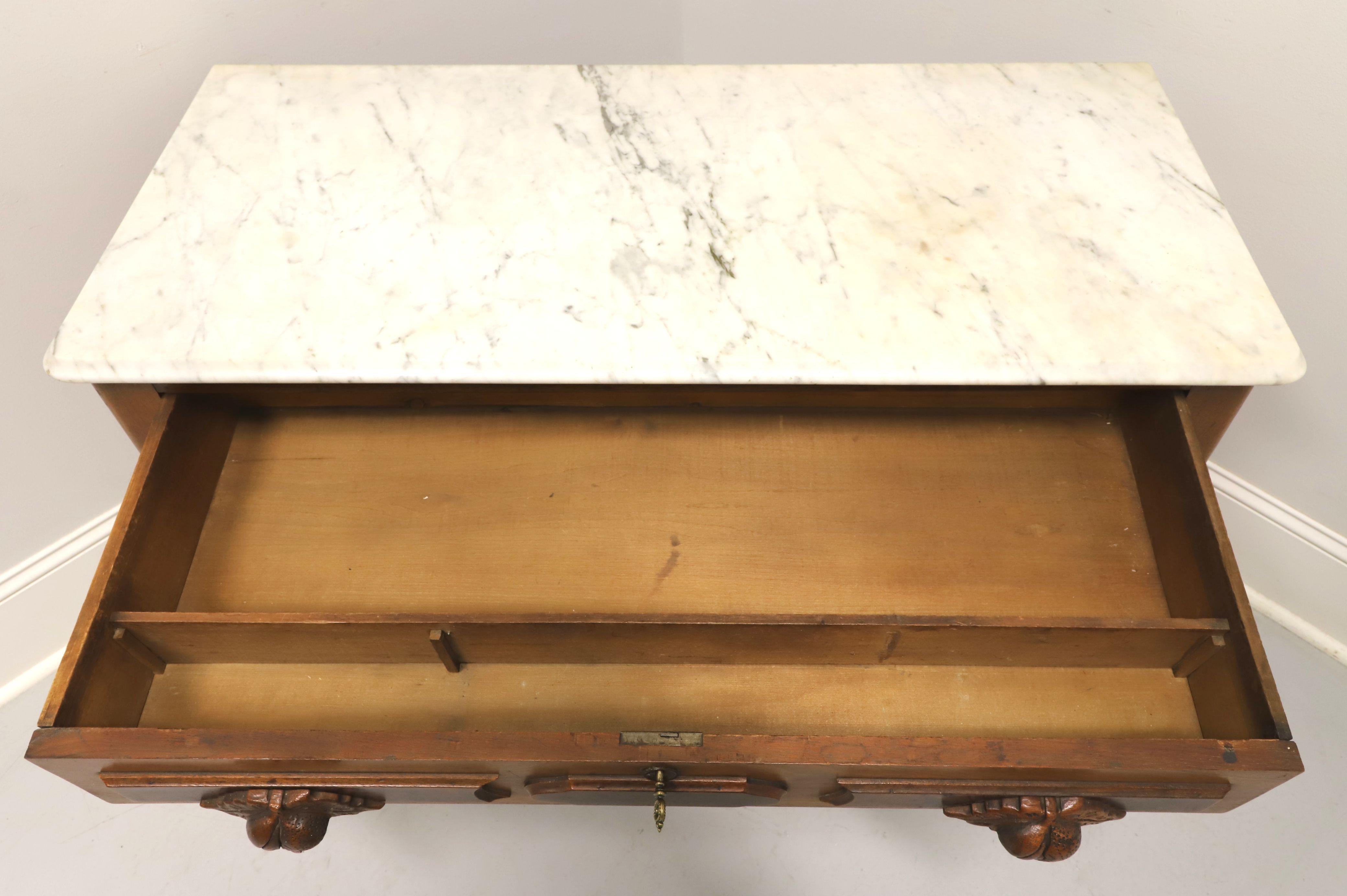 Antique Circa 1900 Victorian Burl Walnut Marble Top Four-Drawer Chest 5