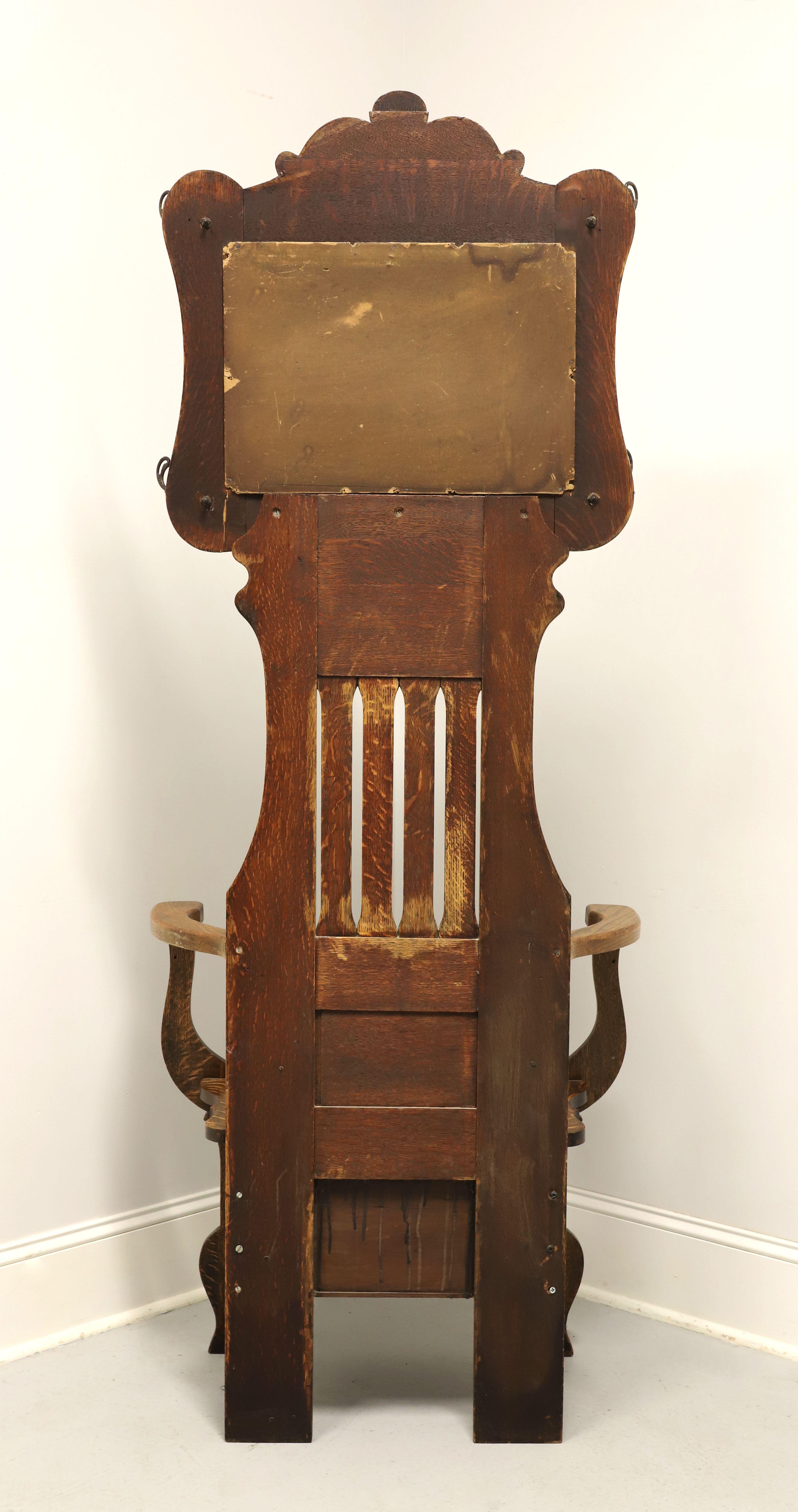 Victorien Ancien arbre de salle en chêne tigré d'époque victorienne datant d'environ 1900 avec banc de chaise en vente