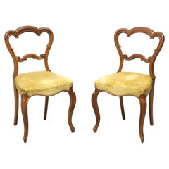 Antique Circa 1900 Victorian Walnut Side Chairs - Pair