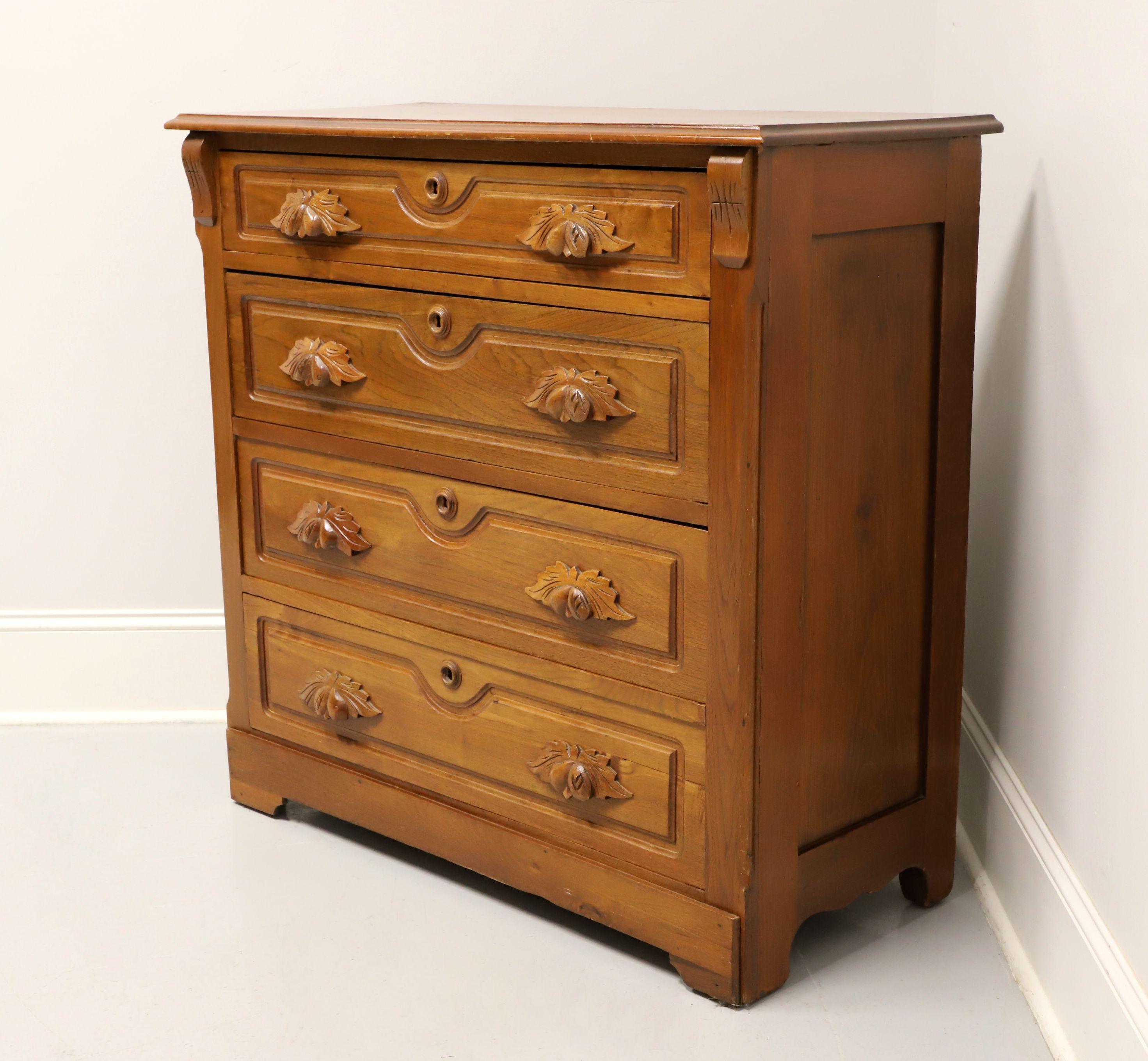 American Antique Circa 1900 Walnut Victorian Four-Drawer Chest For Sale