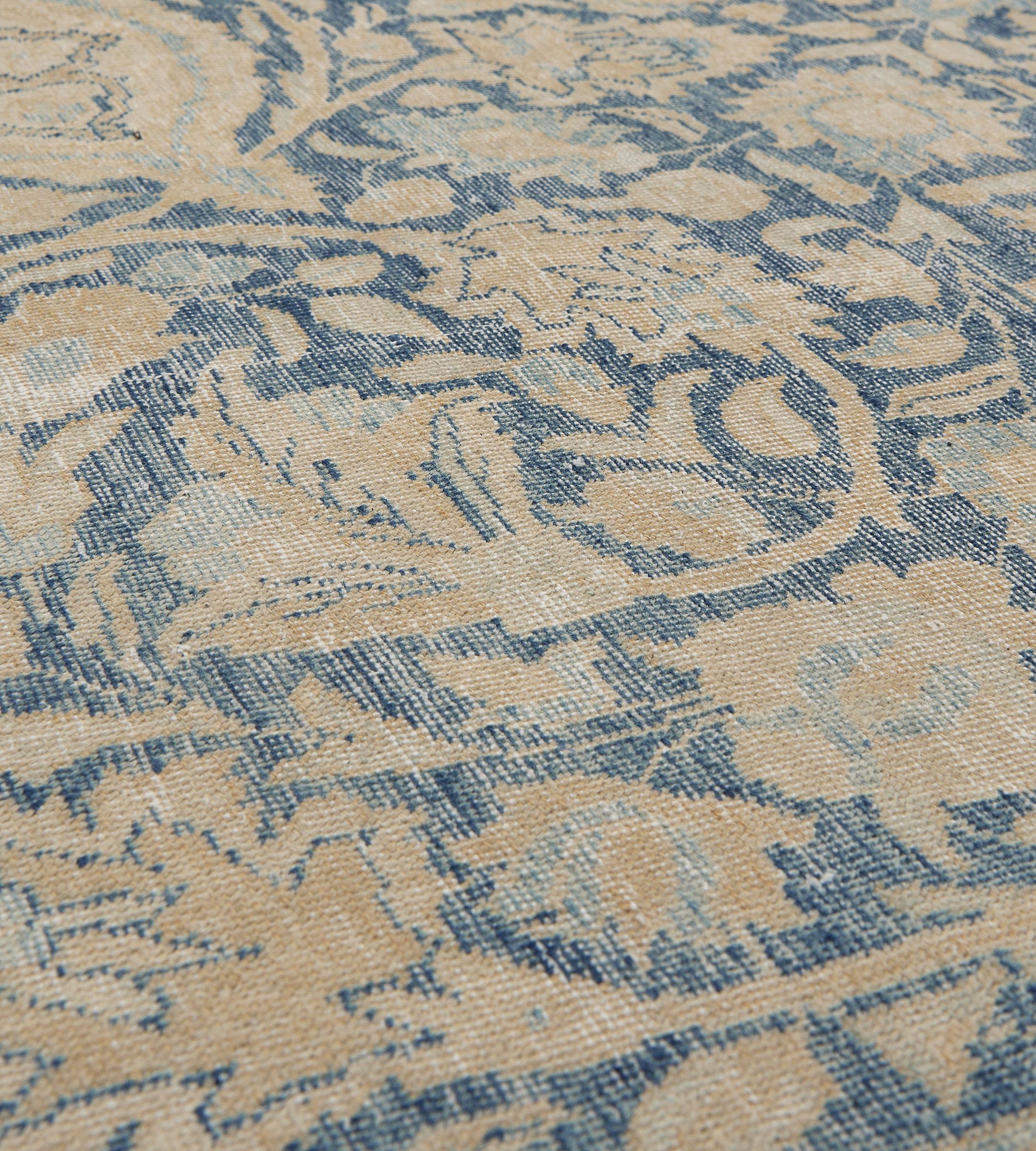 Antico tappeto Tabriz persiano floreale blu in lana del CIRCA 1900 in vendita 4