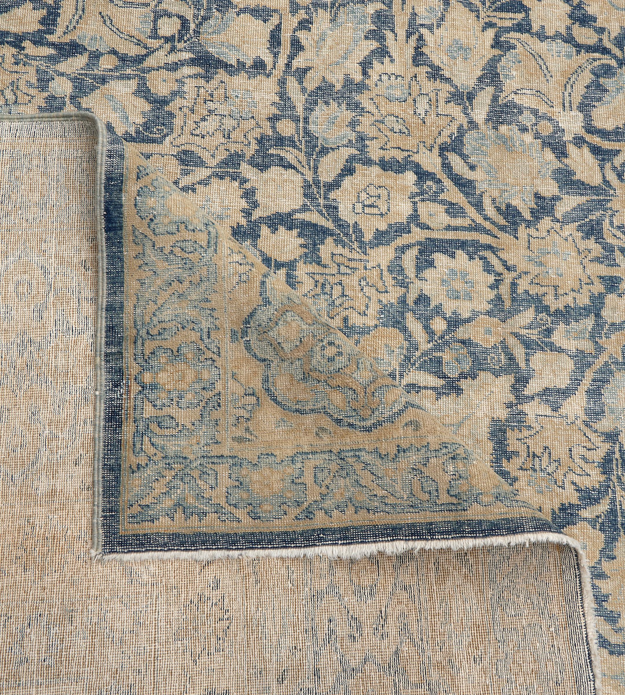 Antico tappeto Tabriz persiano floreale blu in lana del CIRCA 1900 in vendita 5