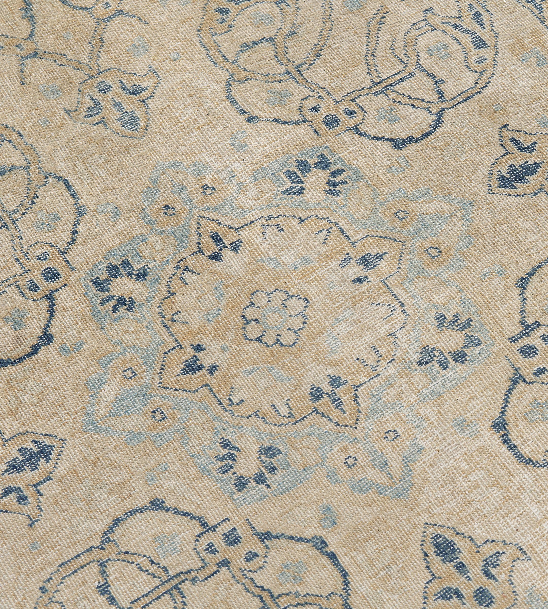 Antico tappeto Tabriz persiano floreale blu in lana del CIRCA 1900 in vendita 6