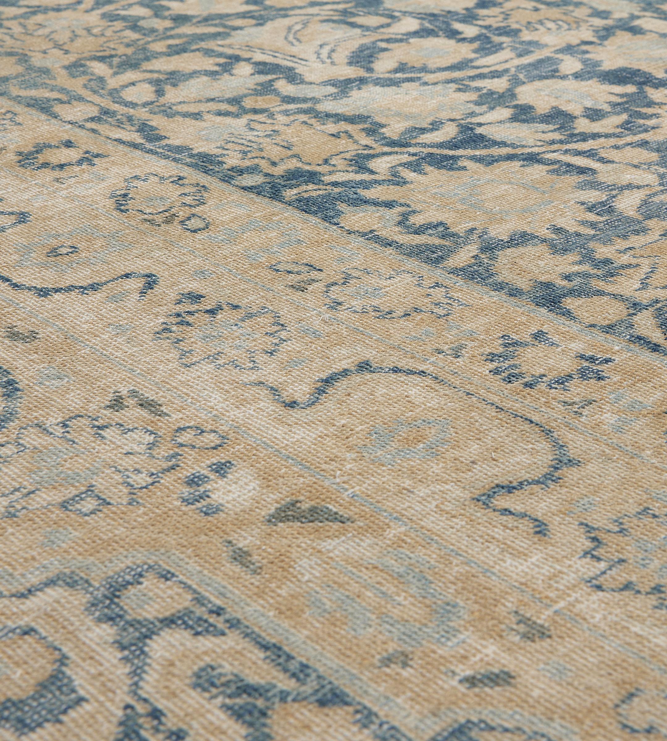 Antico tappeto Tabriz persiano floreale blu in lana del CIRCA 1900 in vendita 7