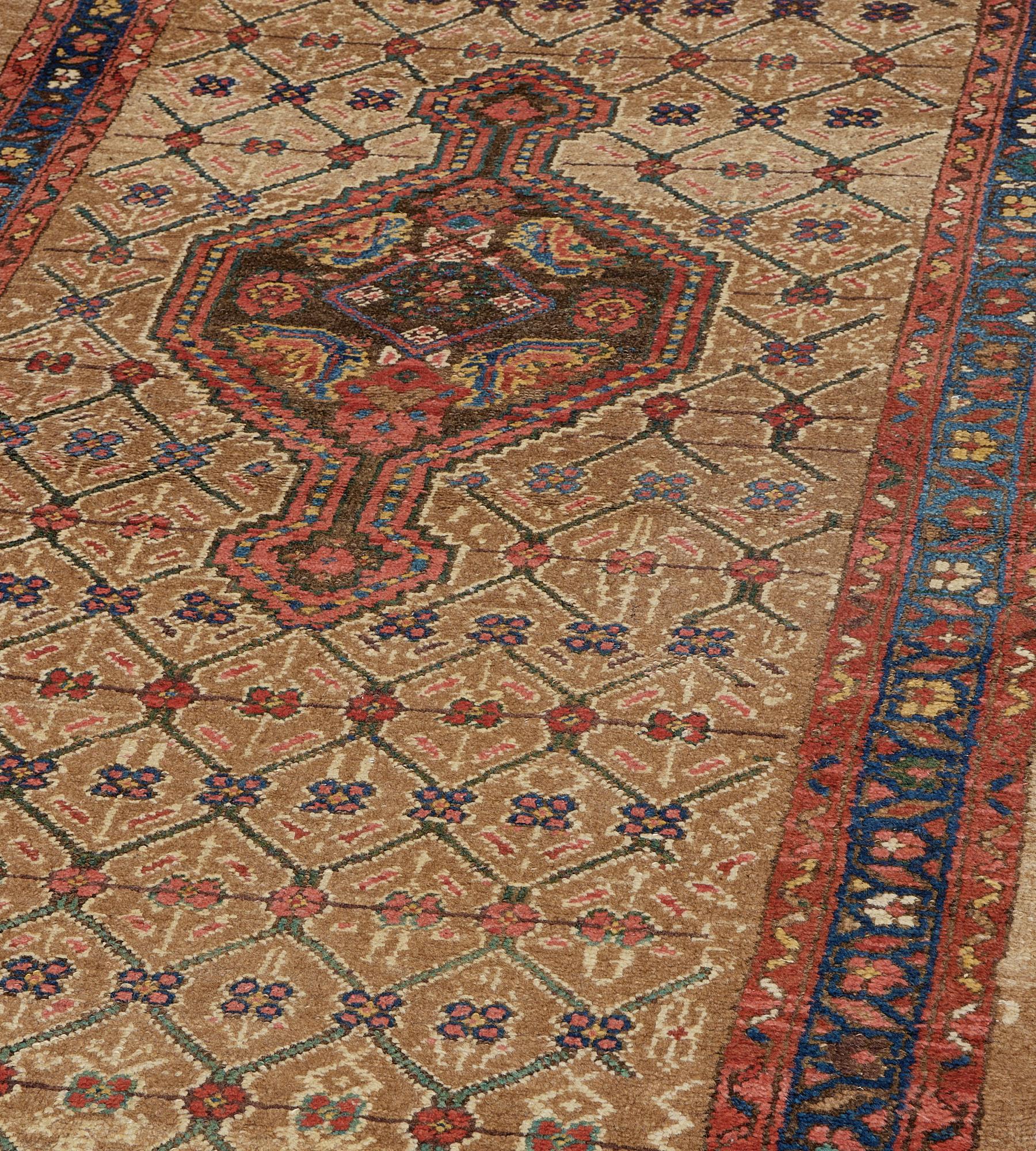20th Century Antique, Circa-1900, Wool Floral Persian Serab Runner For Sale