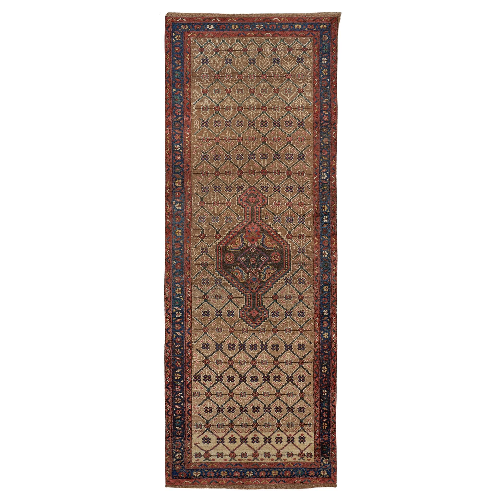 Antique, Circa-1900, Wool Floral Persian Serab Runner For Sale