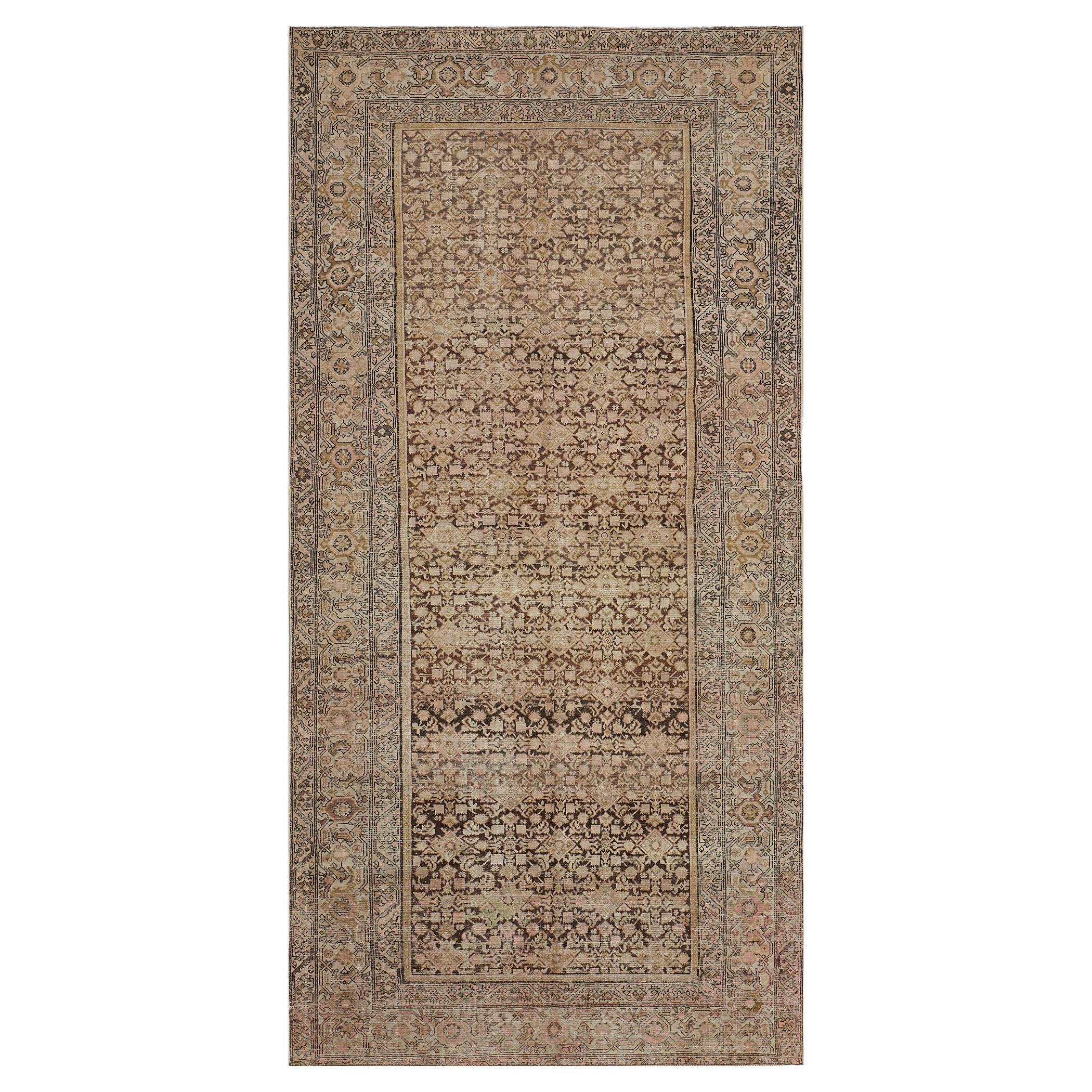 Antique Circa-1900 Wool Hand-Knotted Persian Malayer rug For Sale