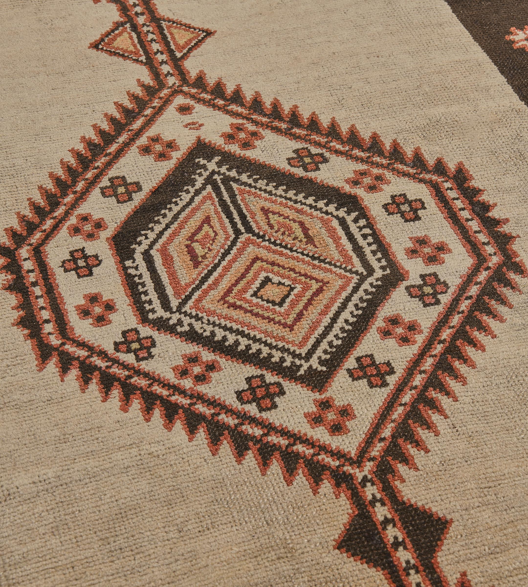 Antike CIRCA-1900 Wolle Handgewebte Wolle Persisch Serab Läufer (Handgeknüpft) im Angebot