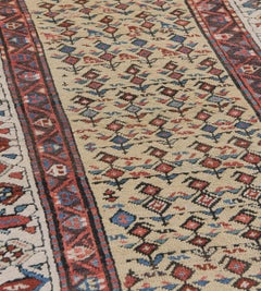 Antique Circa-1900 Wool Handwoven Yellow Floral Caucasian Runner
