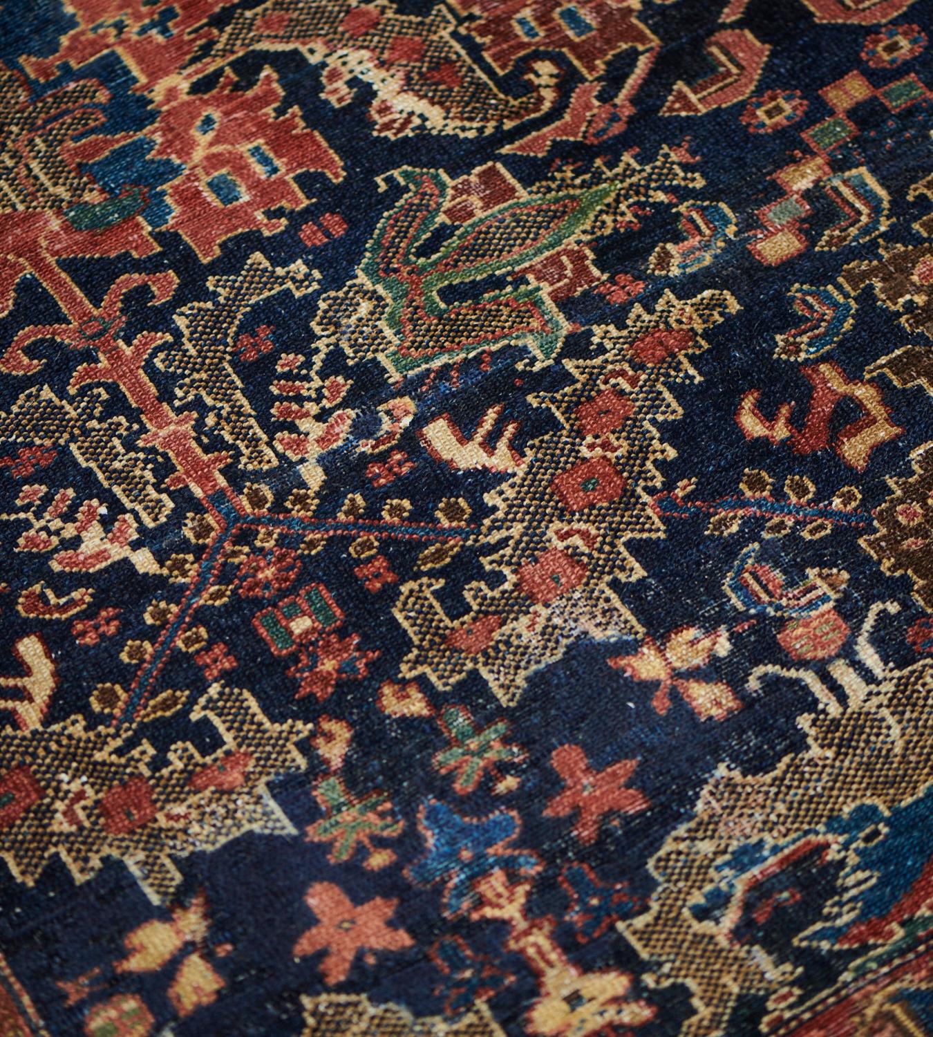 Hand-Knotted Antique Circa 1900 Wool Malayer Rug For Sale