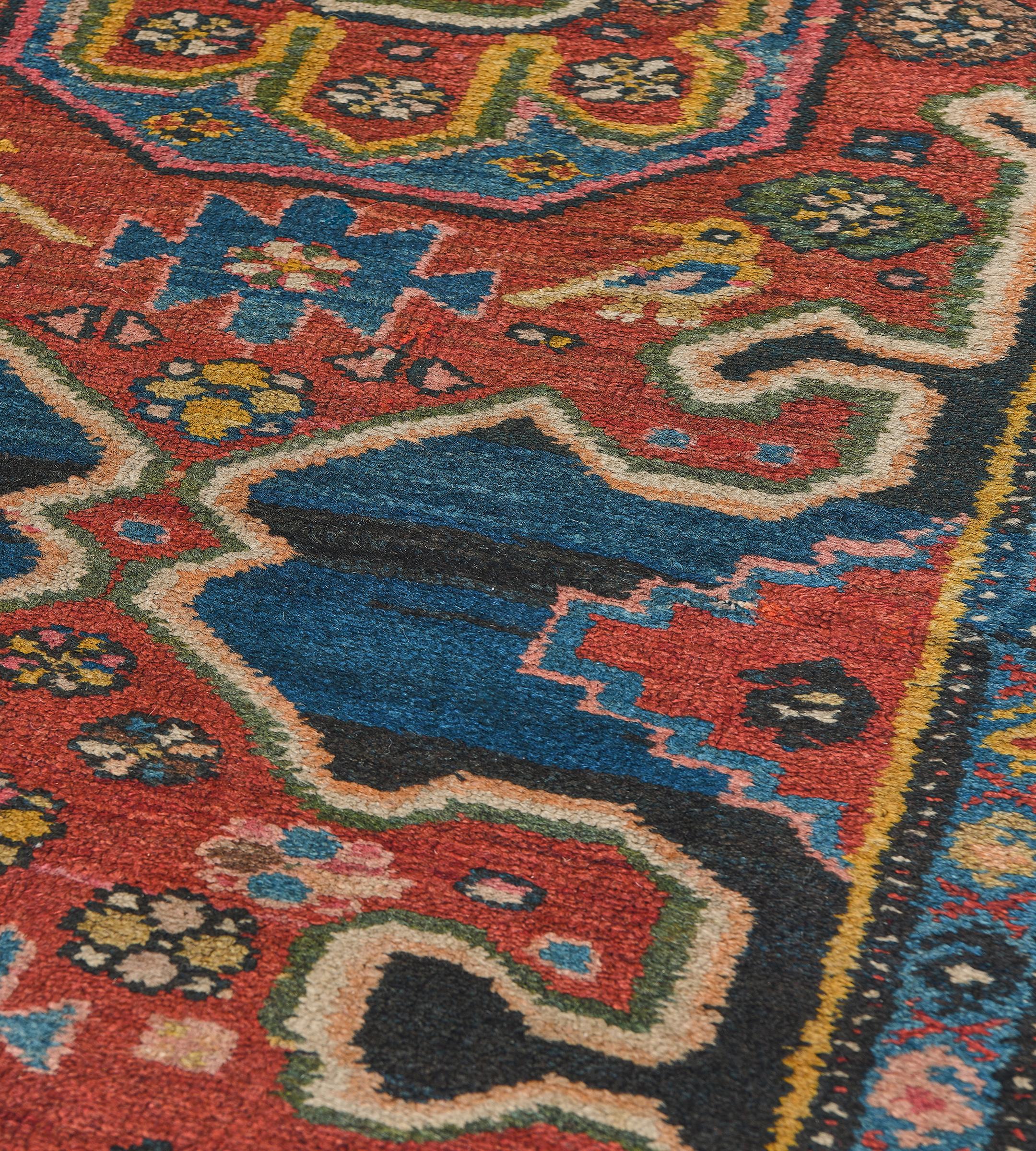 Antike CIRCA-1900 Wolle Marineblau und Rot Persische Serab Läufer (Handgeknüpft) im Angebot