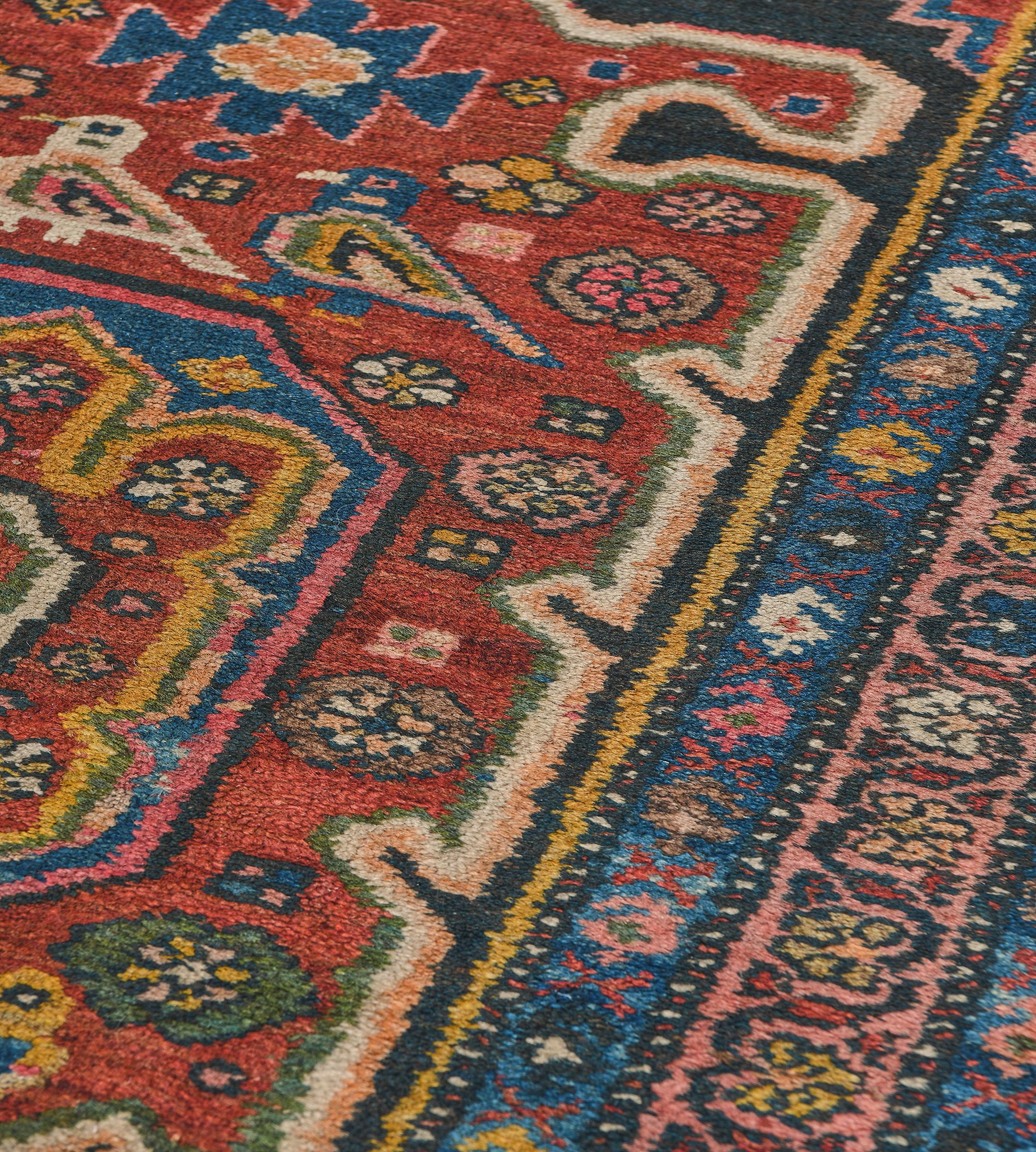 Antike CIRCA-1900 Wolle Marineblau und Rot Persische Serab Läufer (20. Jahrhundert) im Angebot