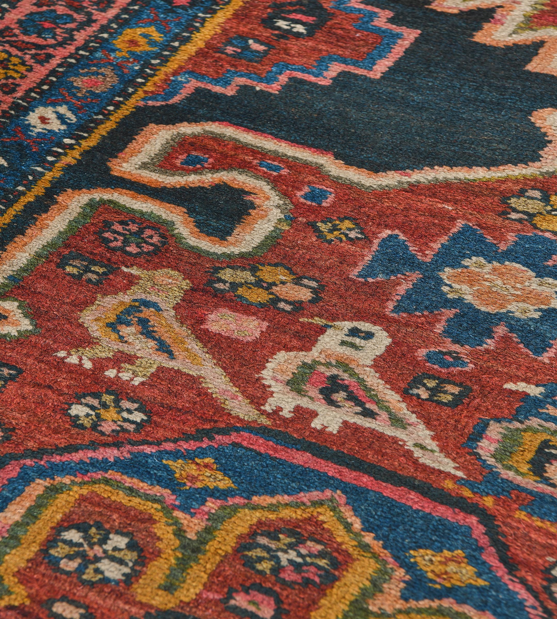 Antike CIRCA-1900 Wolle Marineblau und Rot Persische Serab Läufer im Angebot 1