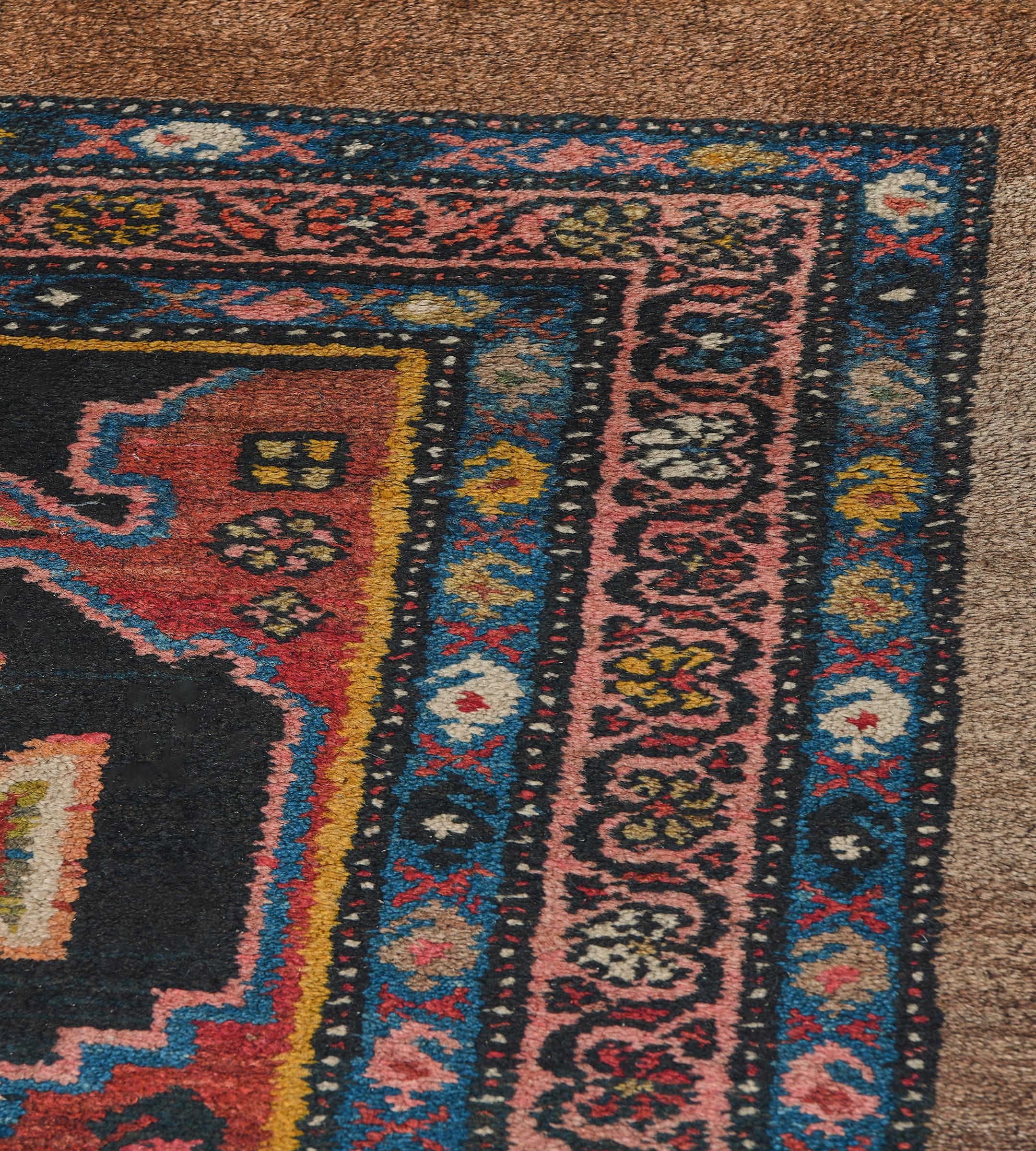 Antike CIRCA-1900 Wolle Marineblau und Rot Persische Serab Läufer im Angebot 2
