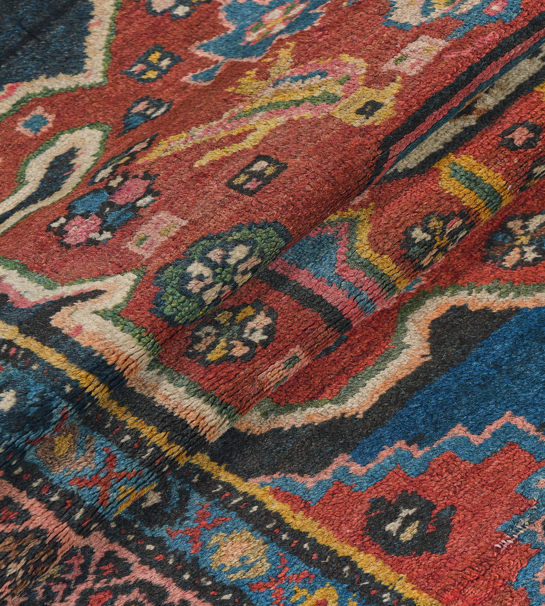 Antike CIRCA-1900 Wolle Marineblau und Rot Persische Serab Läufer im Angebot 4