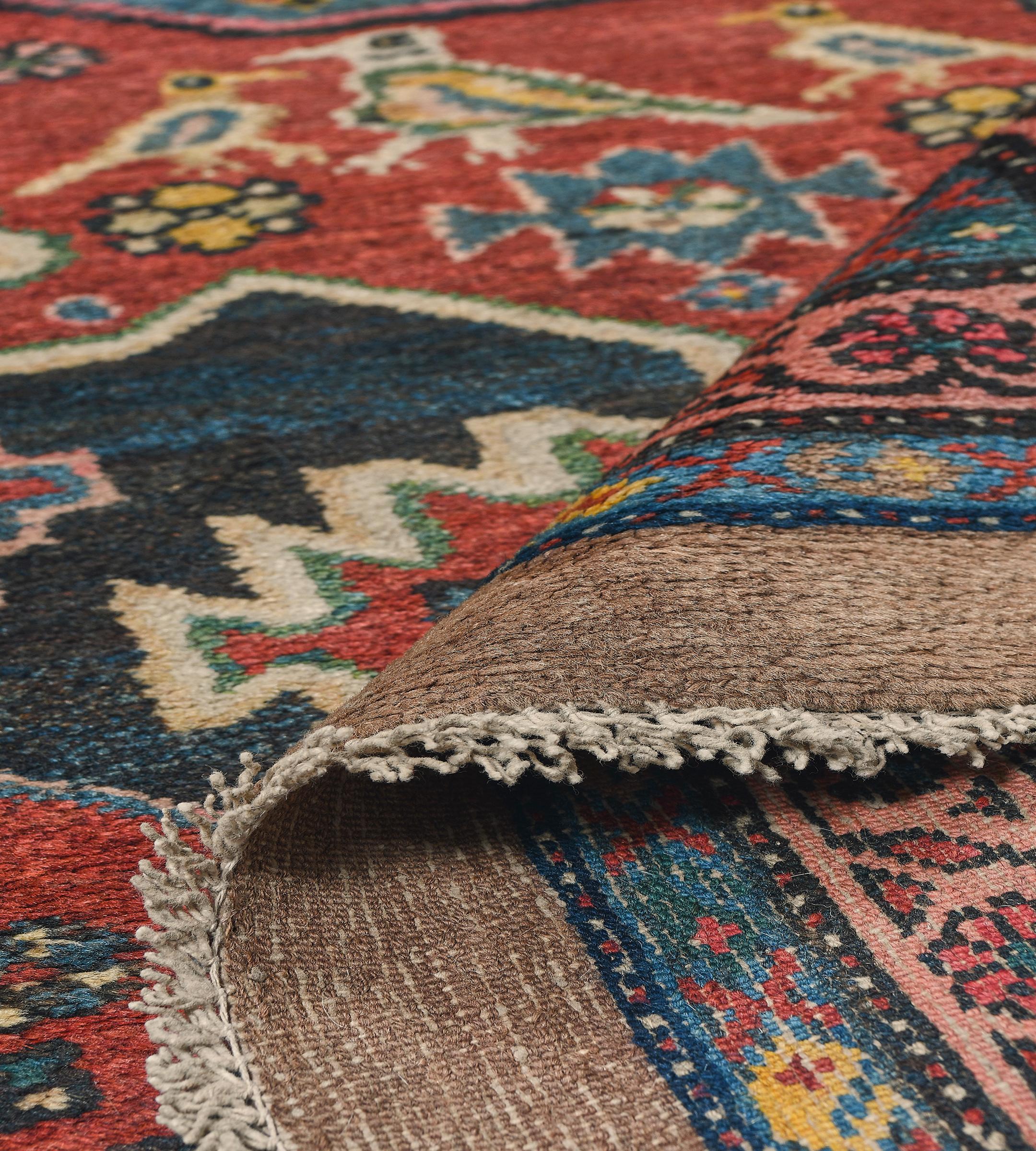 Antike CIRCA-1900 Wolle Marineblau und Rot Persische Serab Läufer im Angebot 5