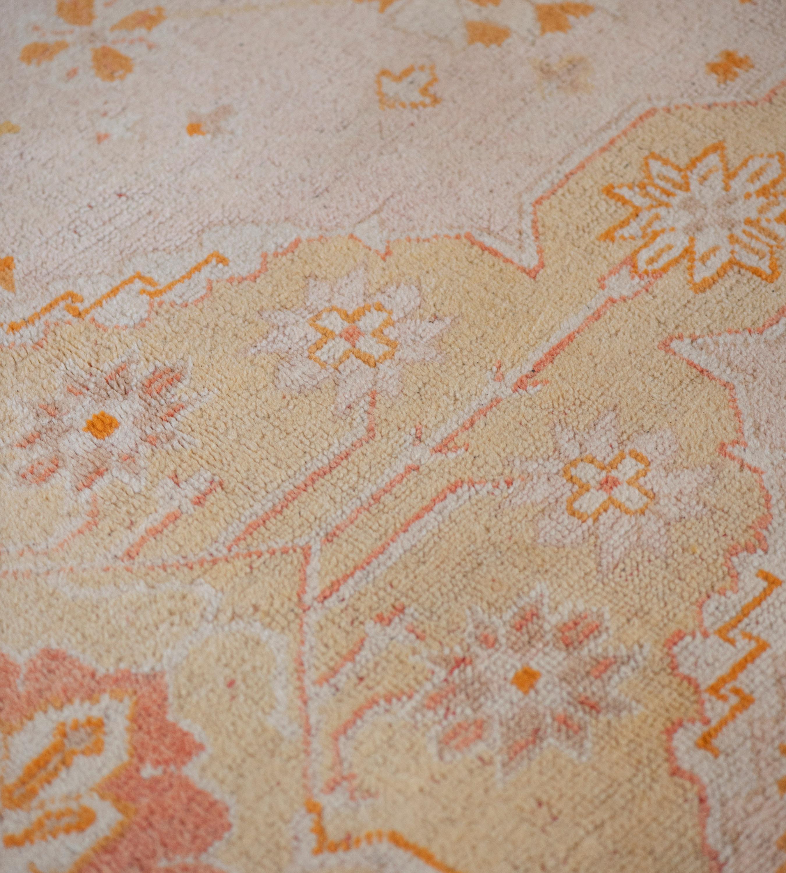 Turkish Antique Circa-1900 Yellow Floral Anatolian Oushak Rug 13'x17'6