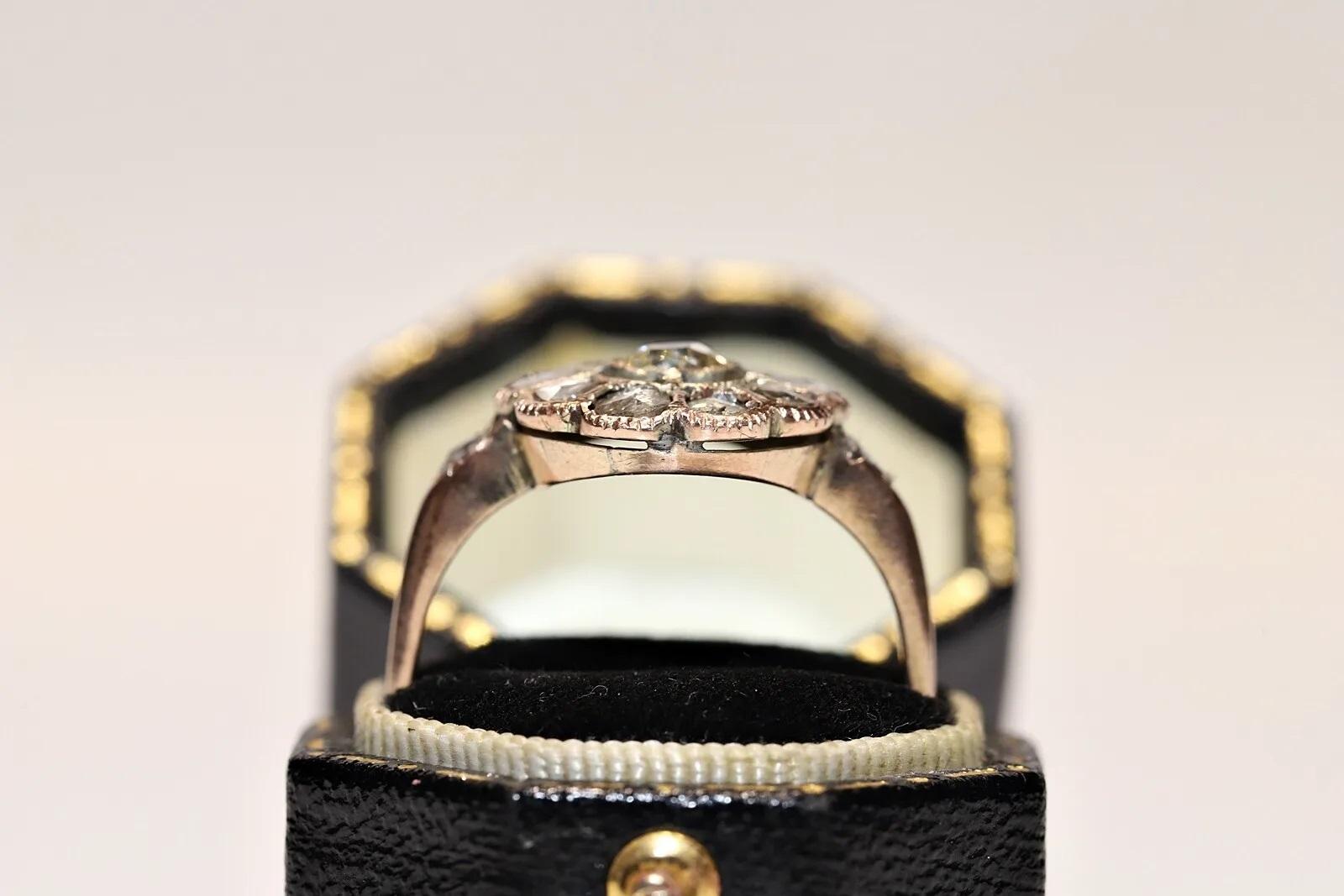 Antique Circa 1900s 10k Gold Natural Diamond Decorated Ring  For Sale 6