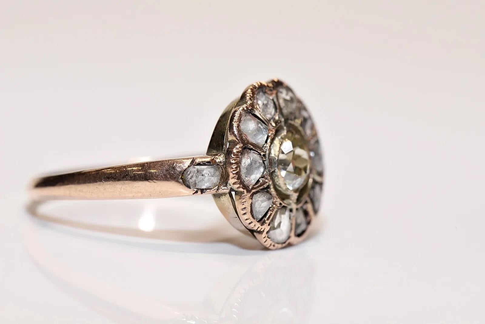 Late Victorian Antique Circa 1900s 10k Gold Natural Diamond Decorated Ring  For Sale