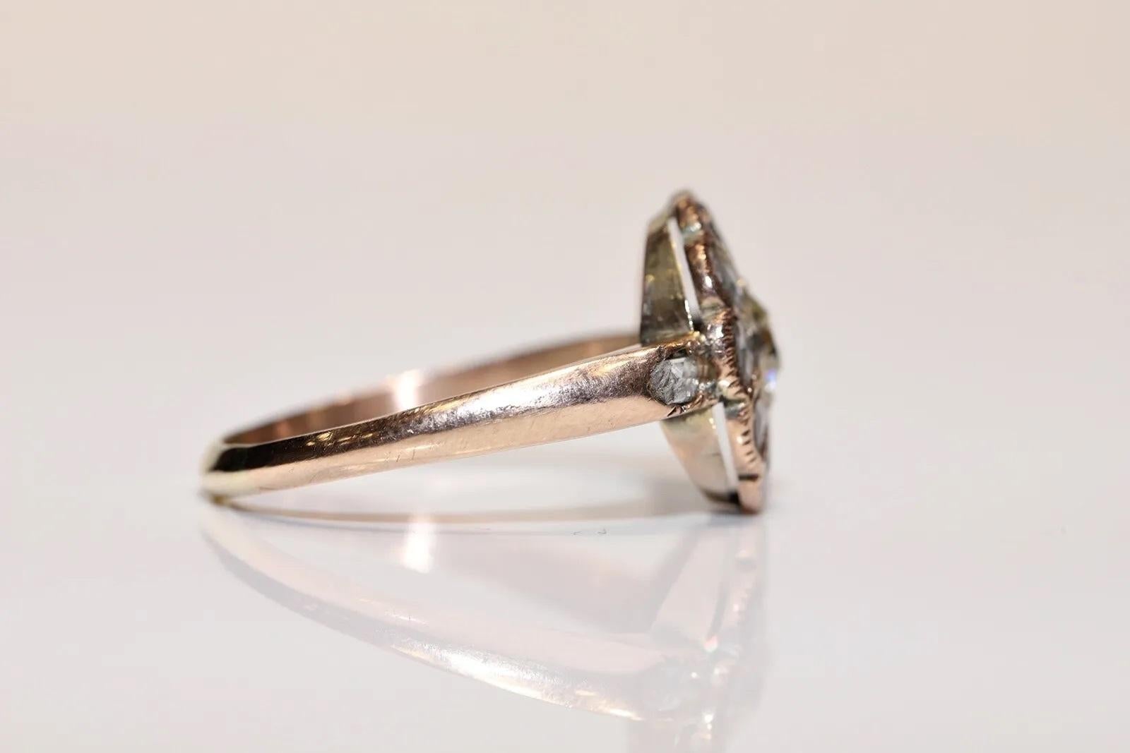 Antiker um 1900er Jahre 10k Gold natürlicher Diamant-Dekorierter Ring mit Diamanten  im Zustand „Gut“ im Angebot in Fatih/İstanbul, 34