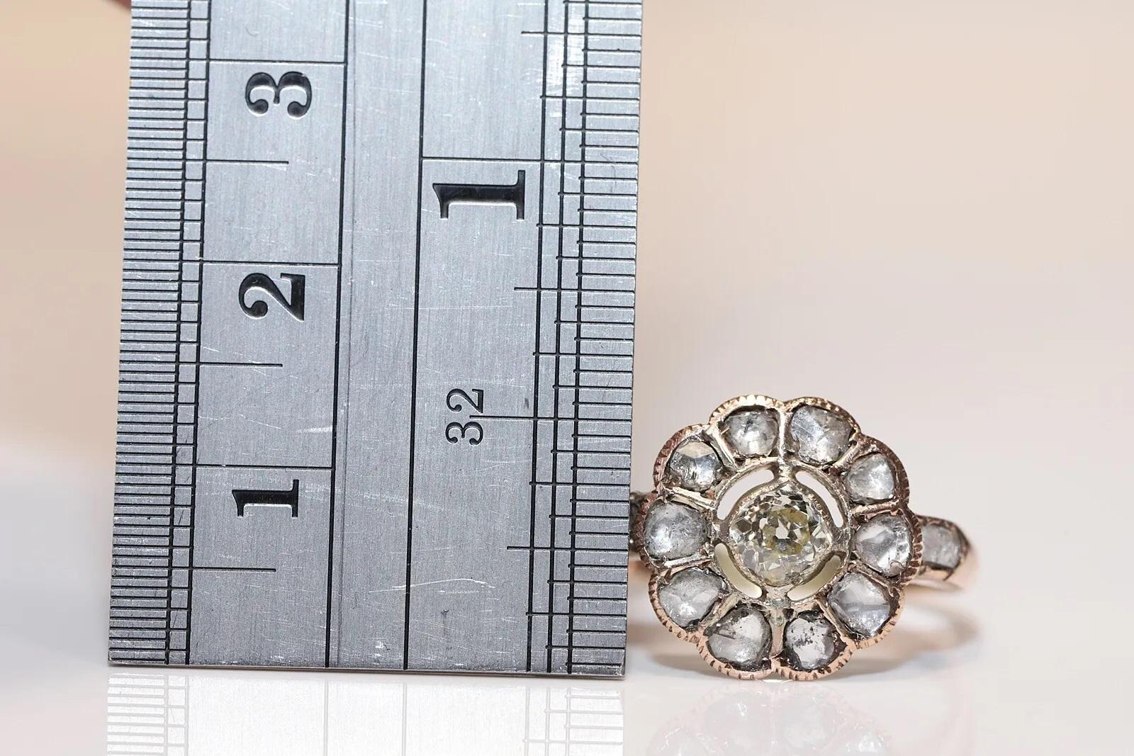 Antiker um 1900er Jahre 10k Gold natürlicher Diamant-Dekorierter Ring mit Diamanten  im Angebot 1