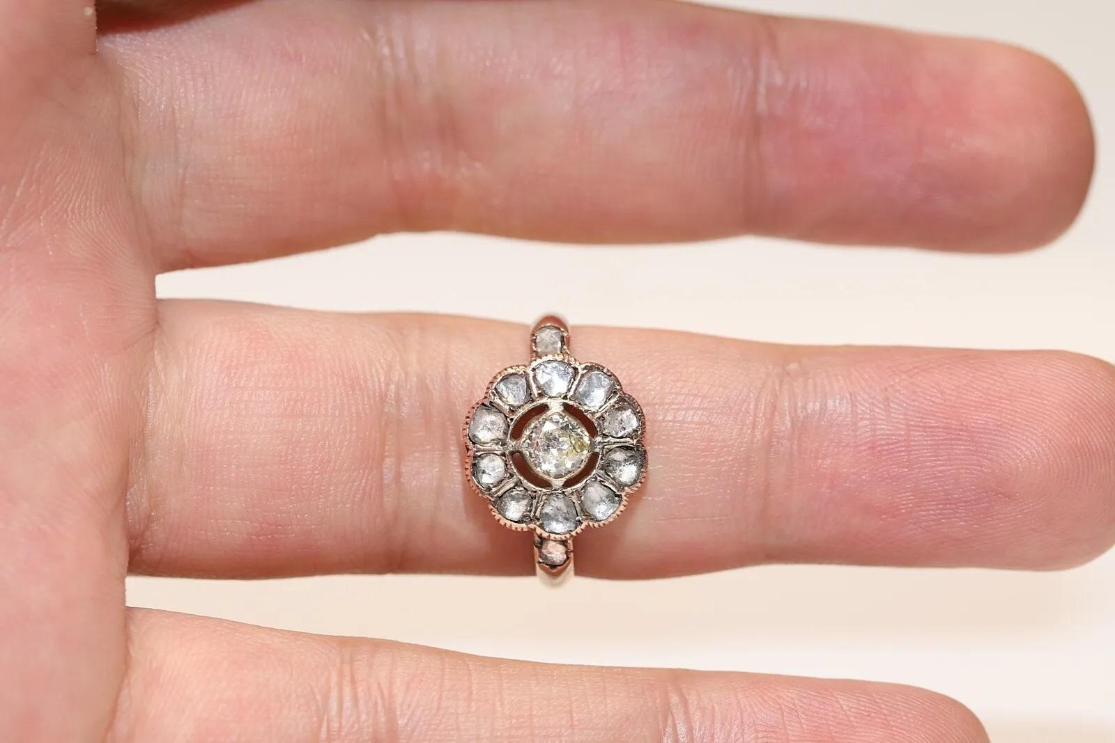 Antiker um 1900er Jahre 10k Gold natürlicher Diamant-Dekorierter Ring mit Diamanten  im Angebot 2