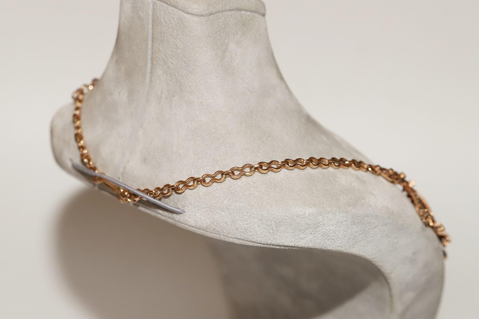 Antique  Circa 1900s 10k Gold Natural Rose Cut Diamond Decorated Necklace 1