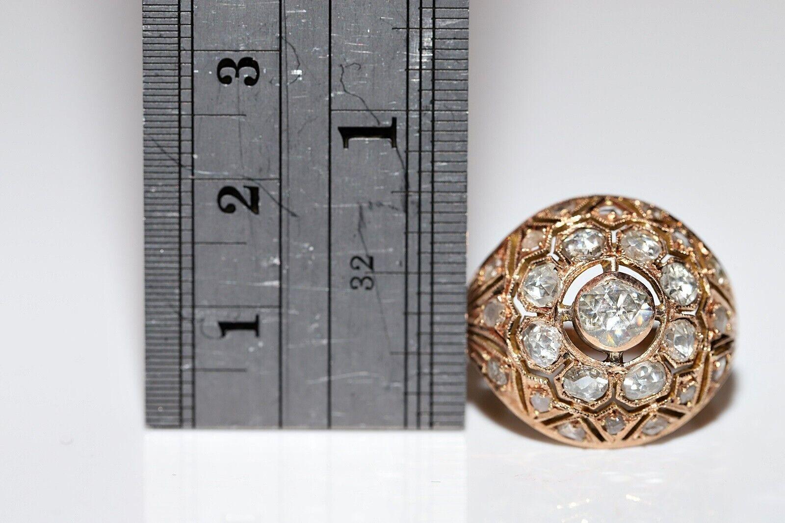 Taille rose Bague ancienne des années 1900 en or 10 carats décorée de diamants naturels taille rose en vente