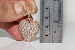 Antique Circa 1900s 10k Gold Natural Rose Cut Diamond Heart Bird Pendant