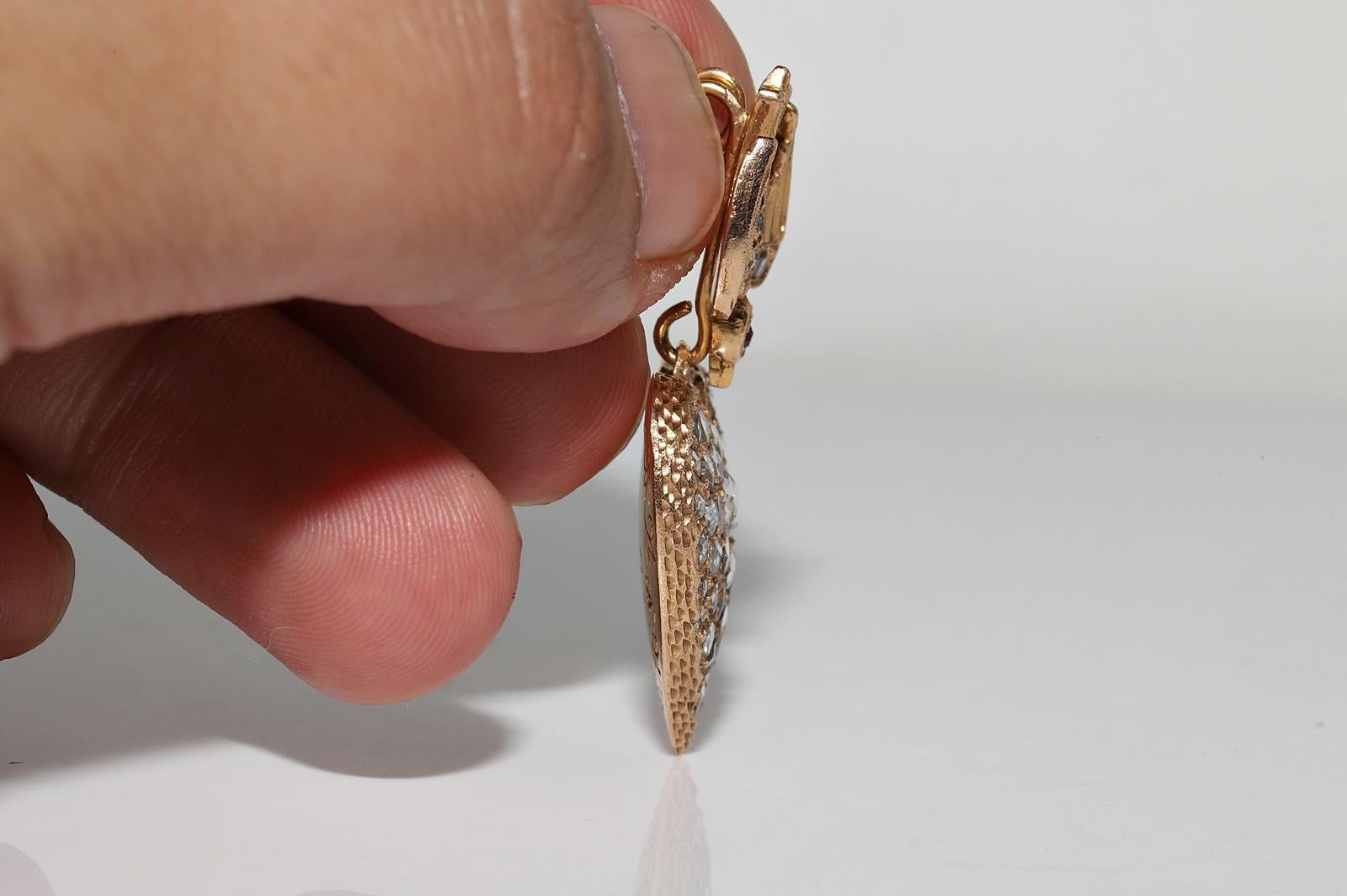 Antique Circa 1900s Or 10k Diamant naturel taillé en rose Pendentif en forme de coeur d'oiseau Pour femmes en vente