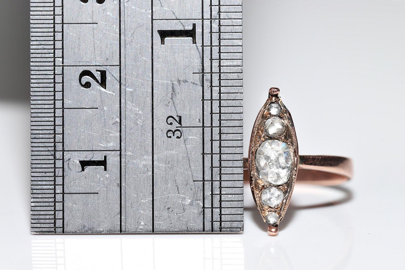 Antiker Navette-Ring aus 10 Karat Gold mit natürlichem Diamanten im Rosenschliff, um 1900  im Angebot 3