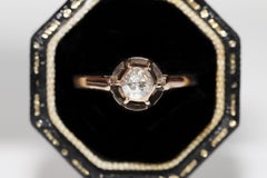 Antique Circa 1900s 10k Gold Natural Rose Cut Diamond Solitaire Ring